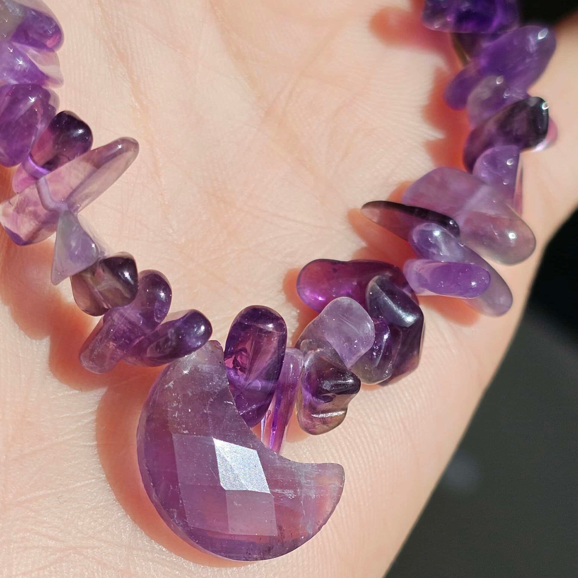 Raw Amethyst Necklace with Stainless Steel Clasp (40 cm)