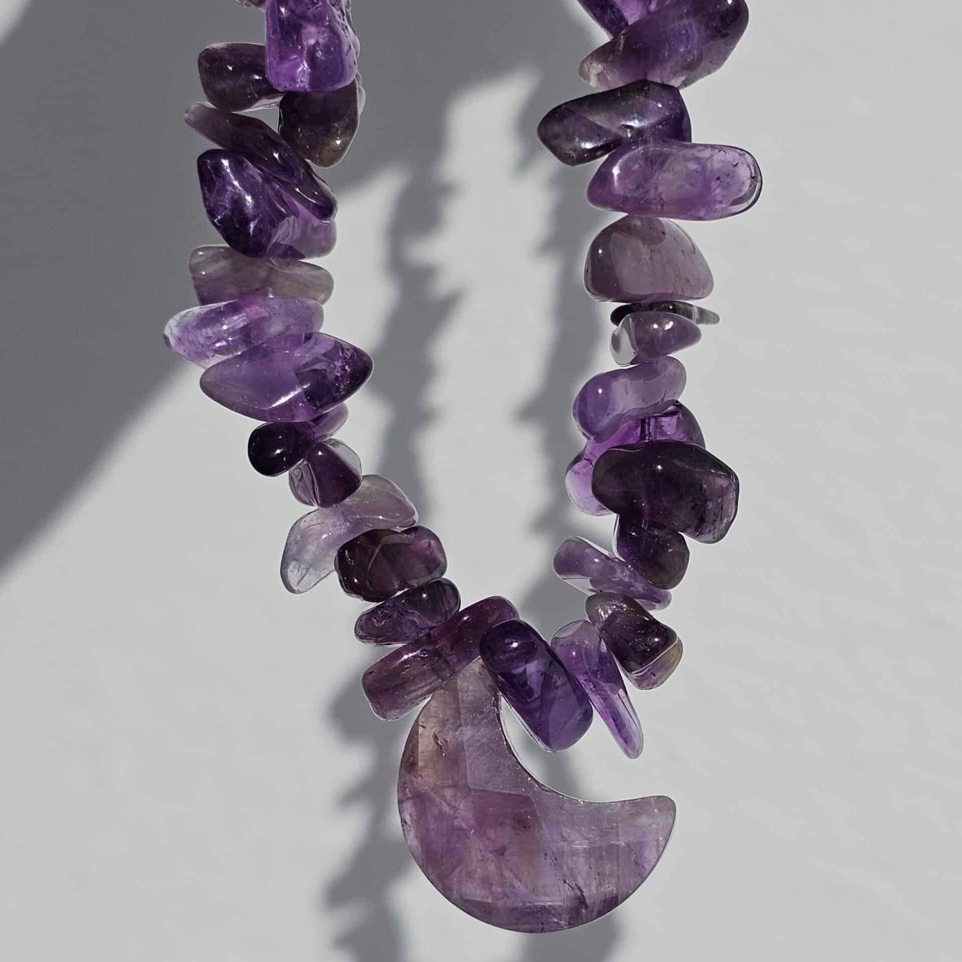 Raw Amethyst Necklace with Stainless Steel Clasp (40 cm)
