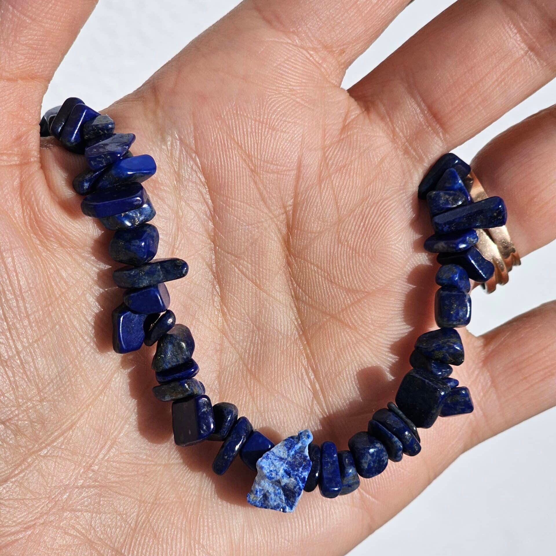 Raw Lapis Lazuli Necklace with Stainless Steel Clasp (40 cm)