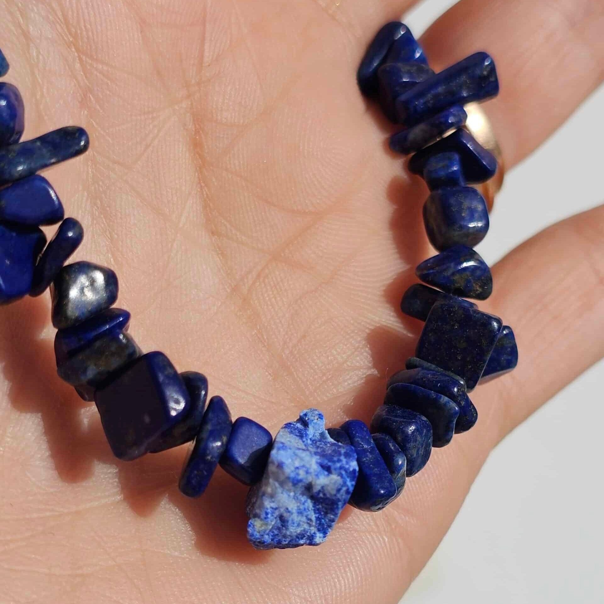 Raw Lapis Lazuli Necklace with Stainless Steel Clasp (40 cm)