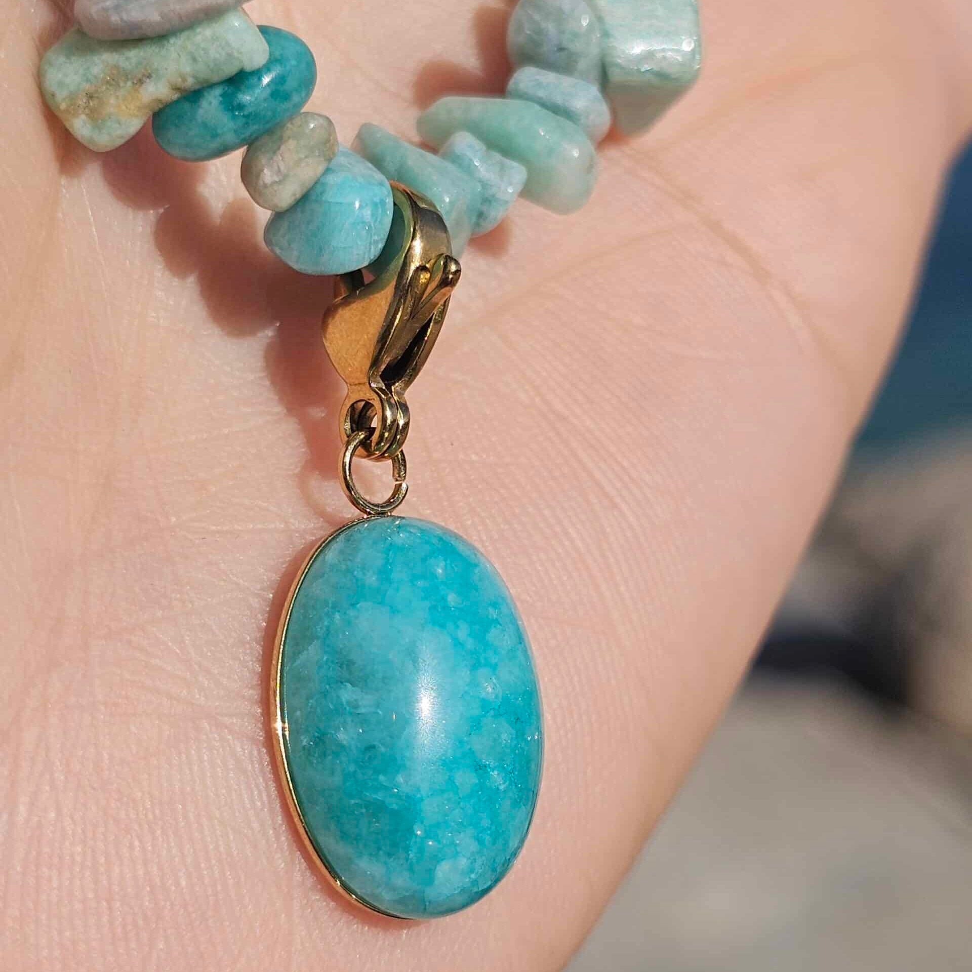 Natural Amazonite Necklace with Amazonite Pendant (45cm + 5cm Extension)