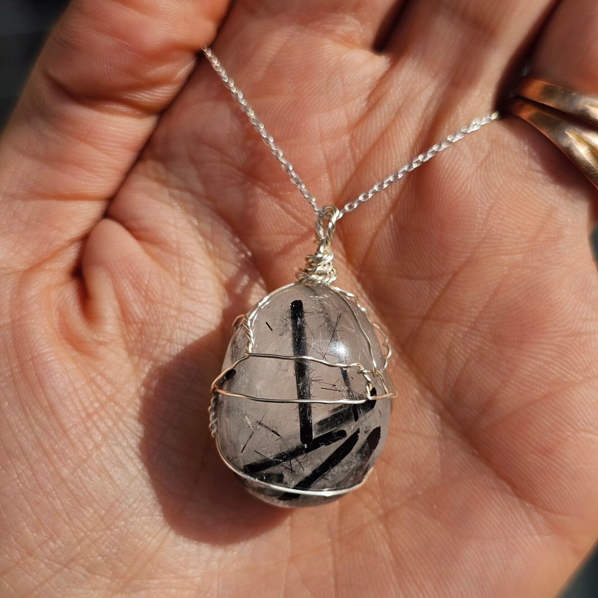 Collier Éclat Argent 925 et Quartz Rutile Noir - Élégance Protectrice