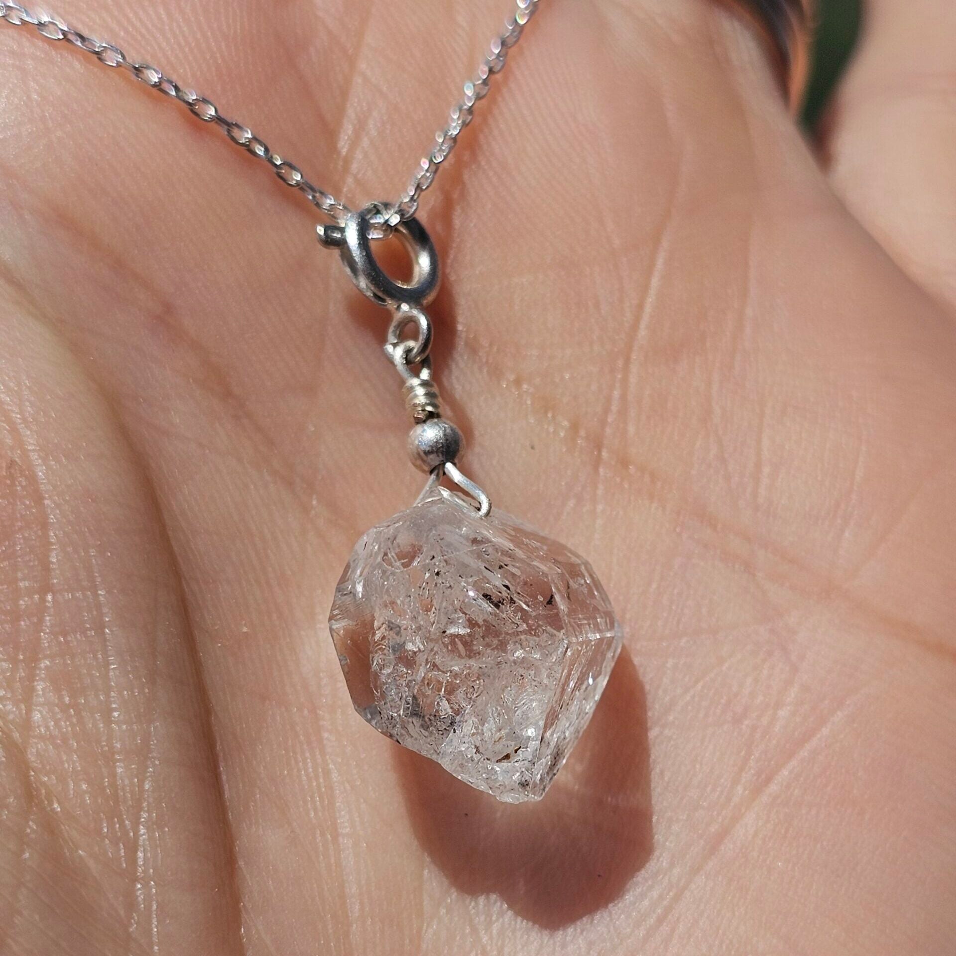 925 silver necklace with Herkimer Diamond pendant (45 cm)