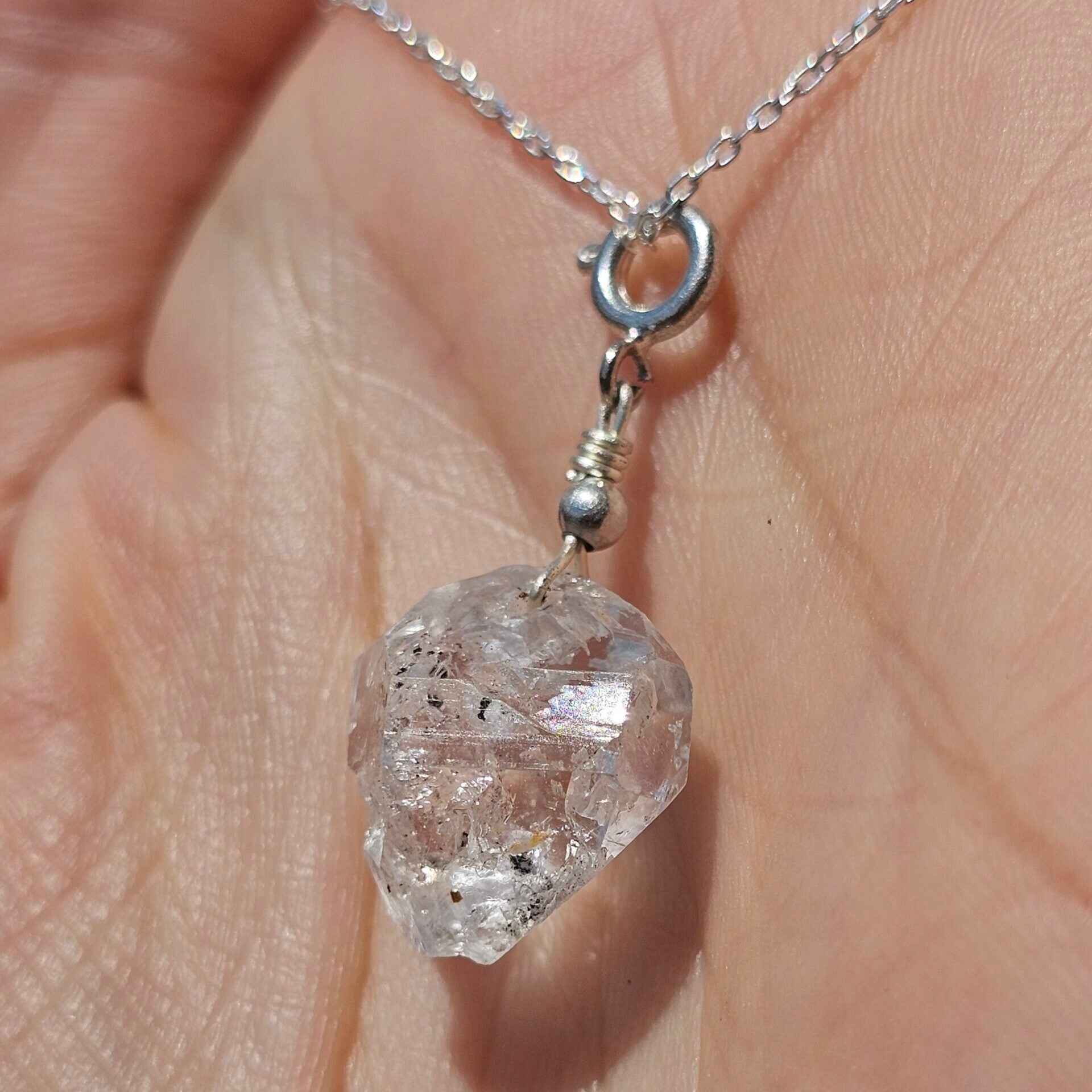 925 silver necklace with Herkimer Diamond pendant (45 cm)