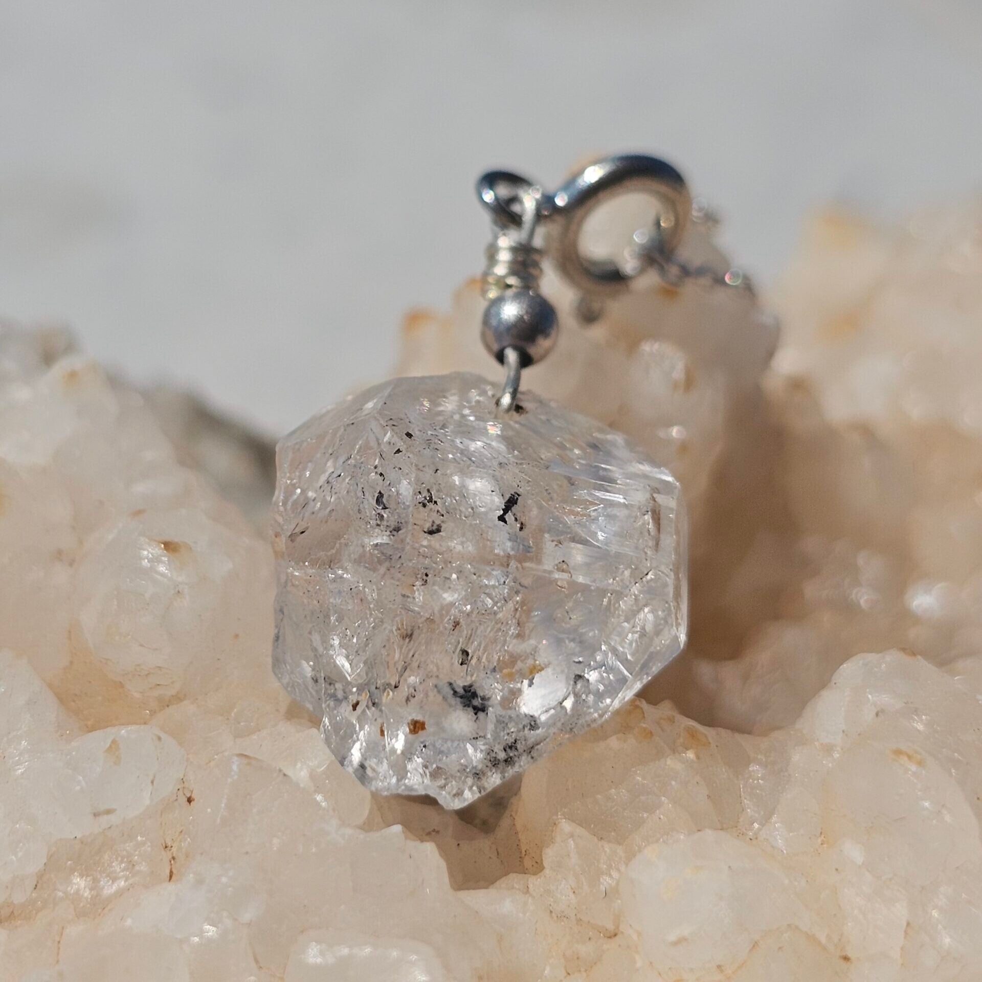 925 silver necklace with Herkimer Diamond pendant (45 cm)