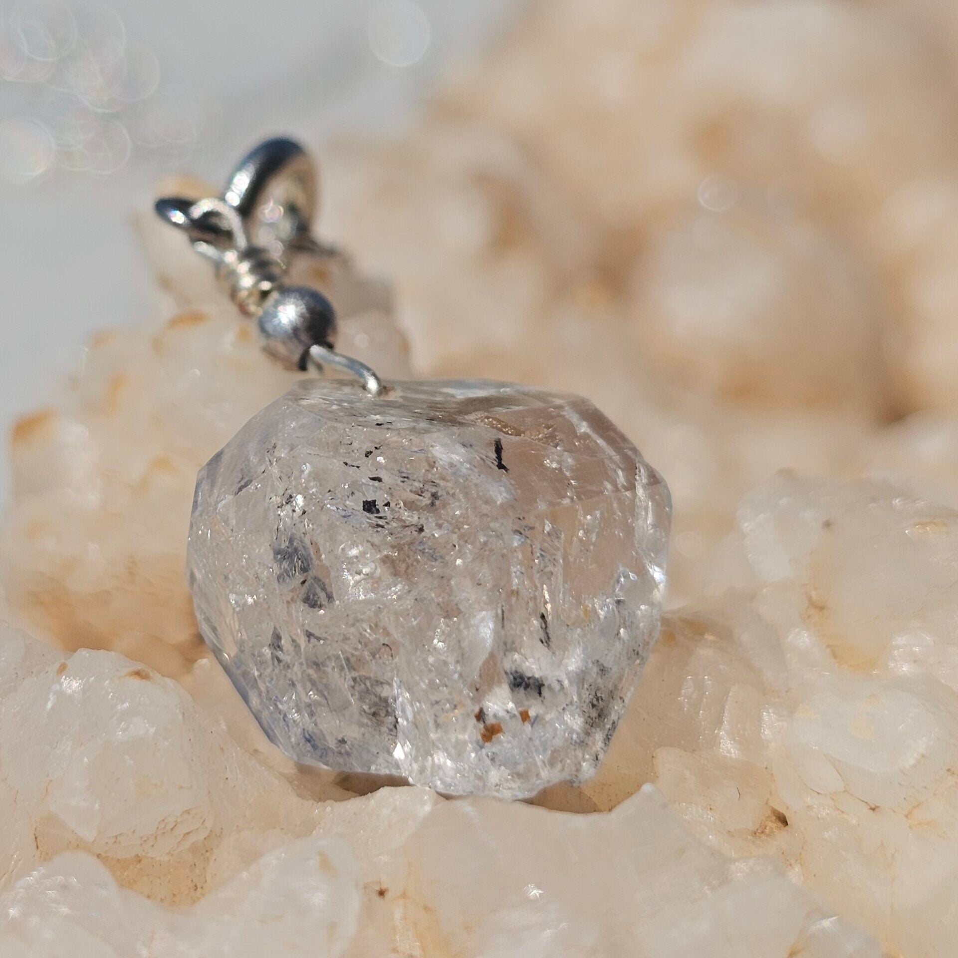 925 silver necklace with Herkimer Diamond pendant (45 cm)
