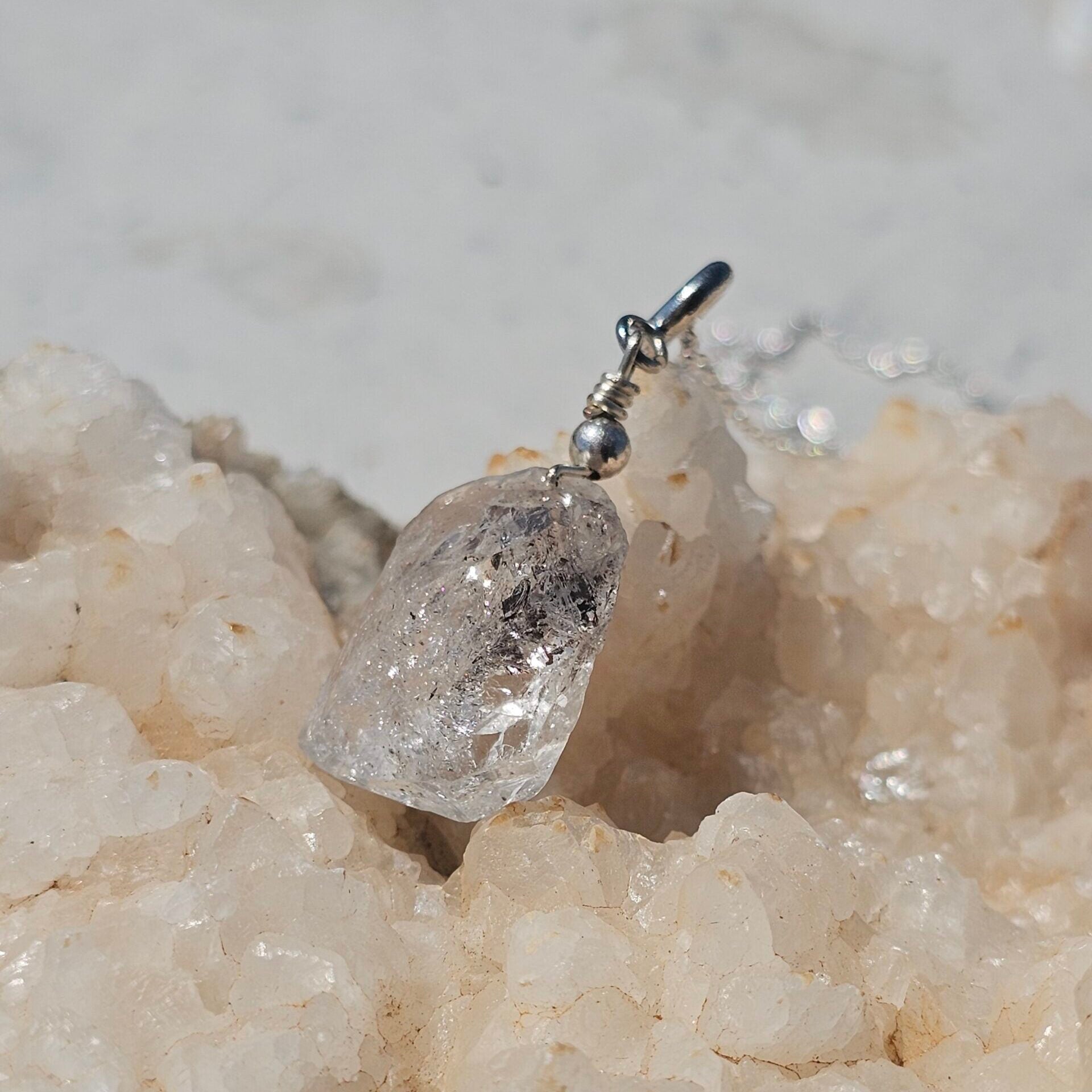 925 silver necklace with Herkimer Diamond pendant (45 cm)