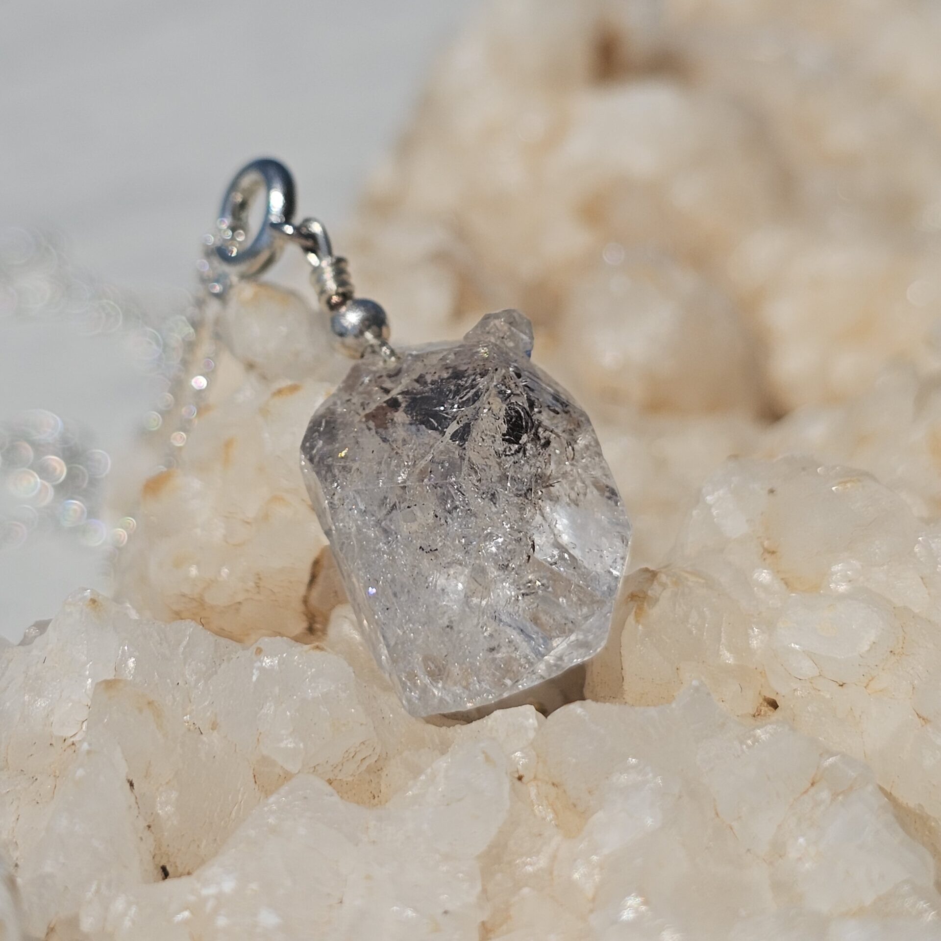 925 silver necklace with Herkimer Diamond pendant (45 cm)