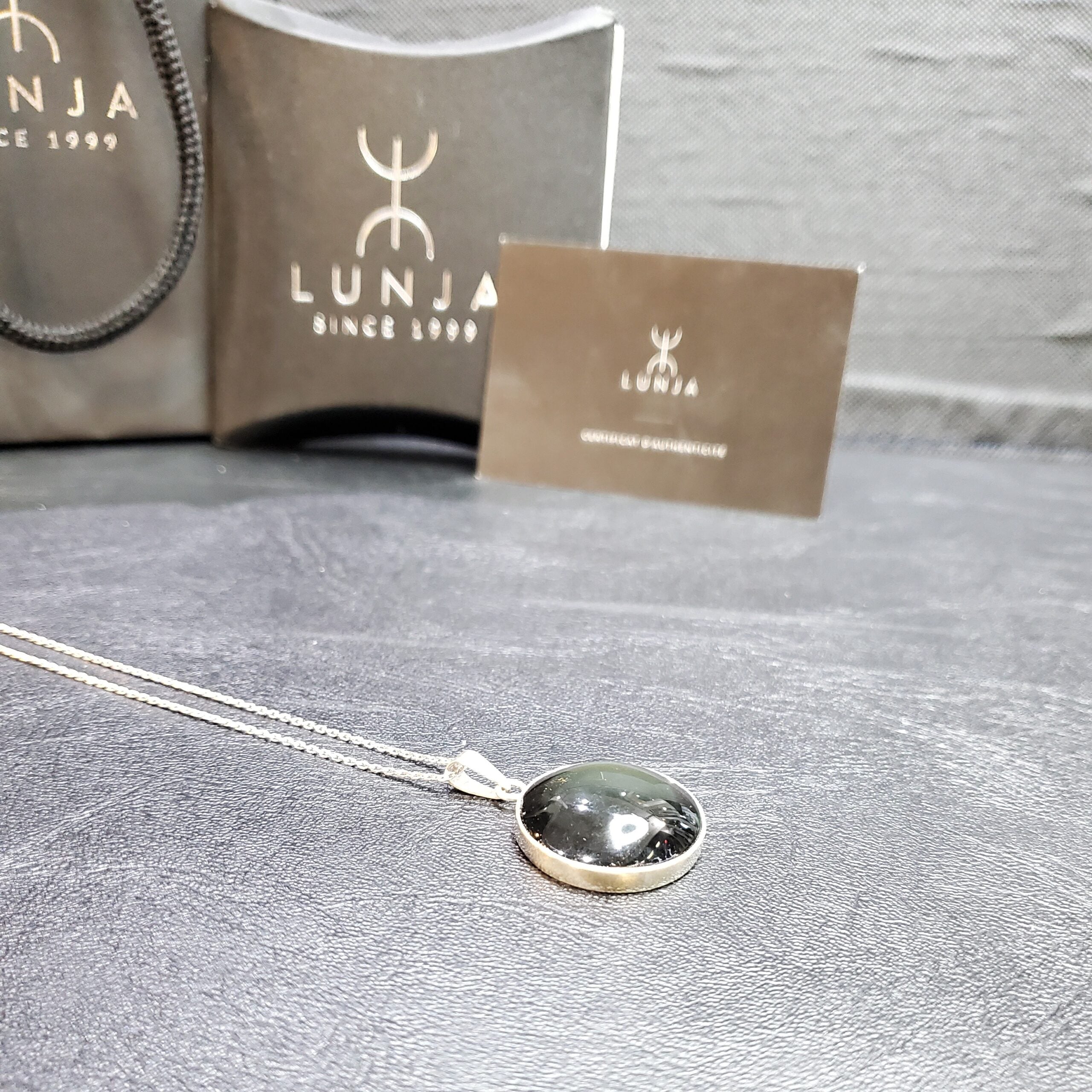 Collier obsidienne oeil de celeste ronde