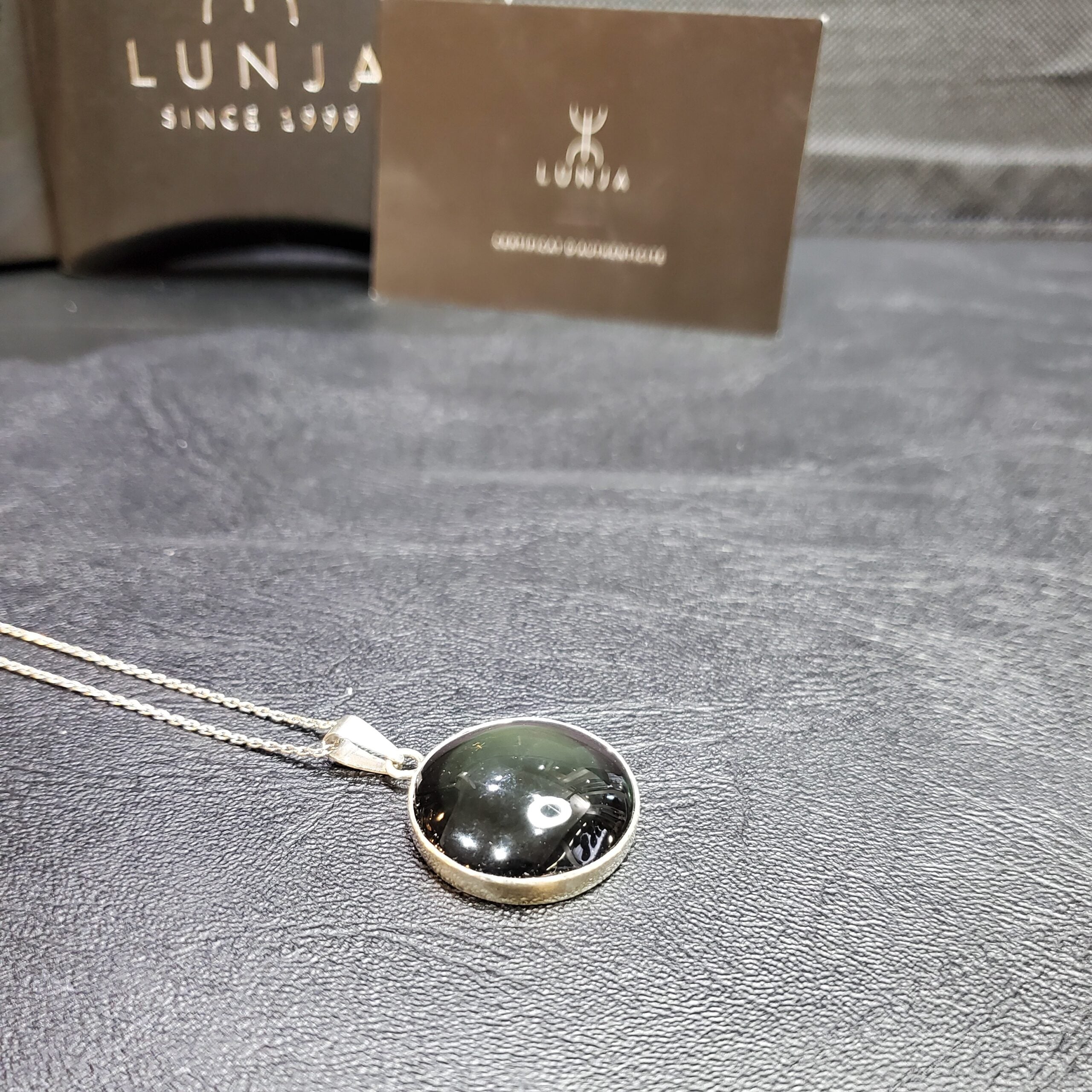 Collier obsidienne oeil de celeste ronde