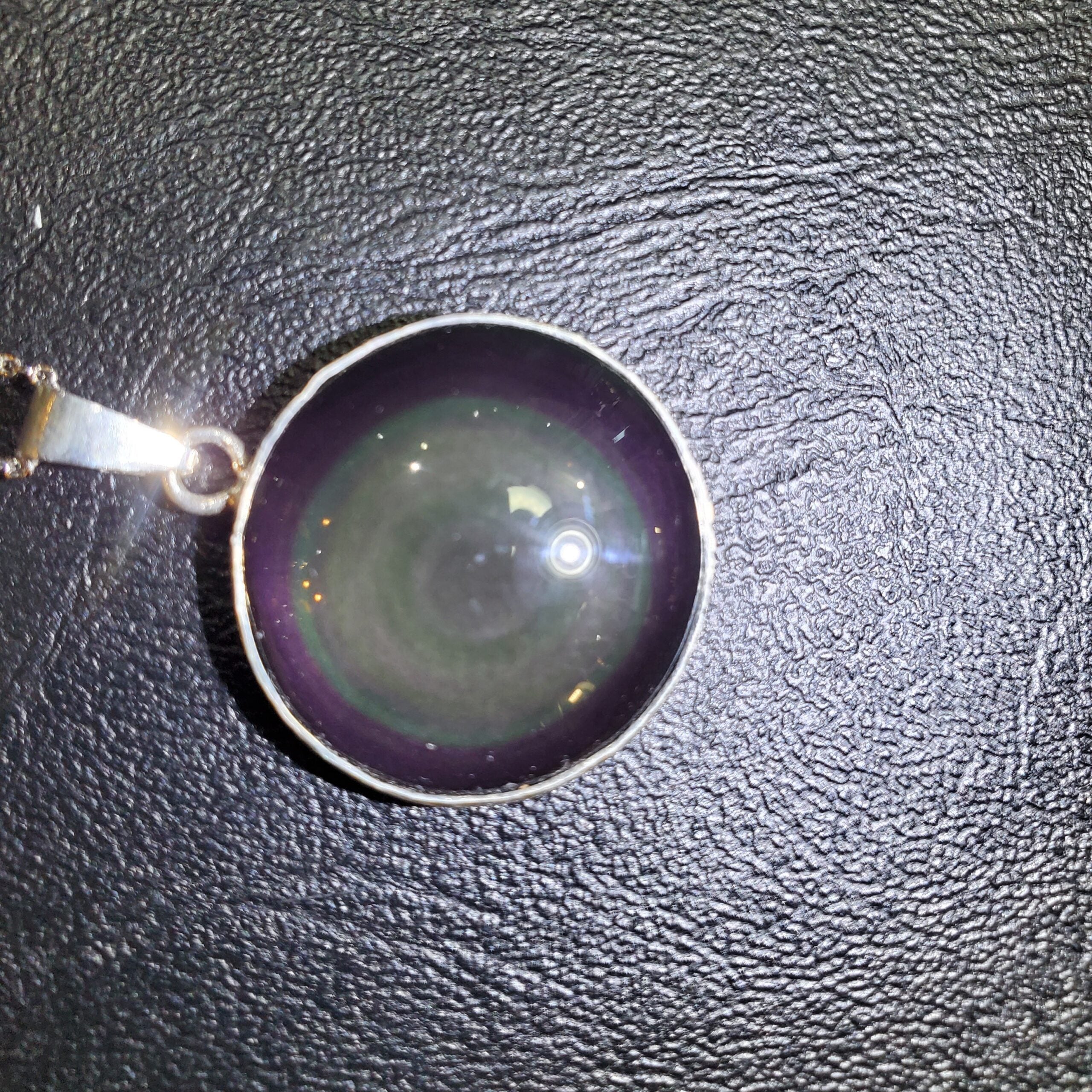 Collier obsidienne oeil de celeste ronde