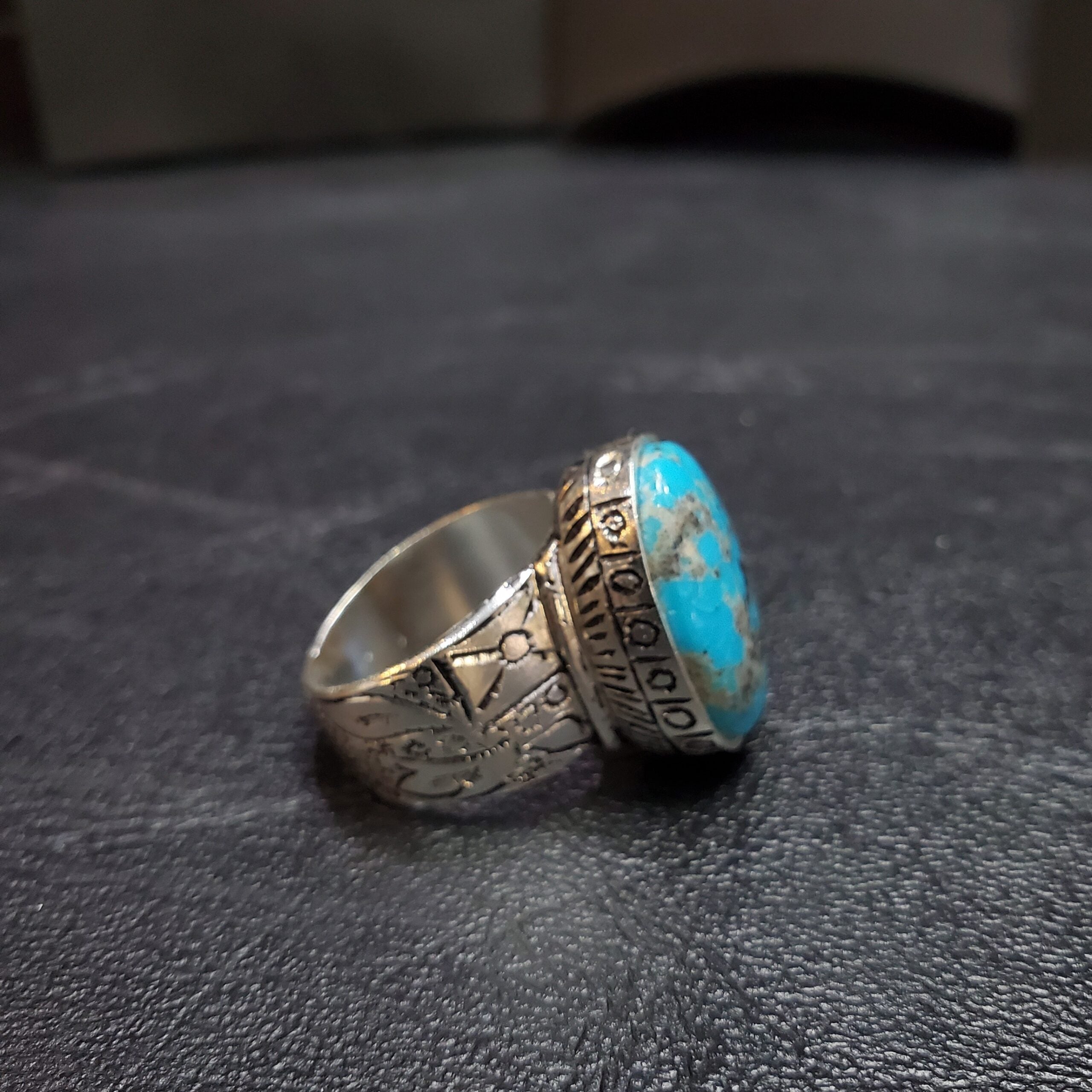 Bague homme argent 925 pierre turquoise karamani d’Iran