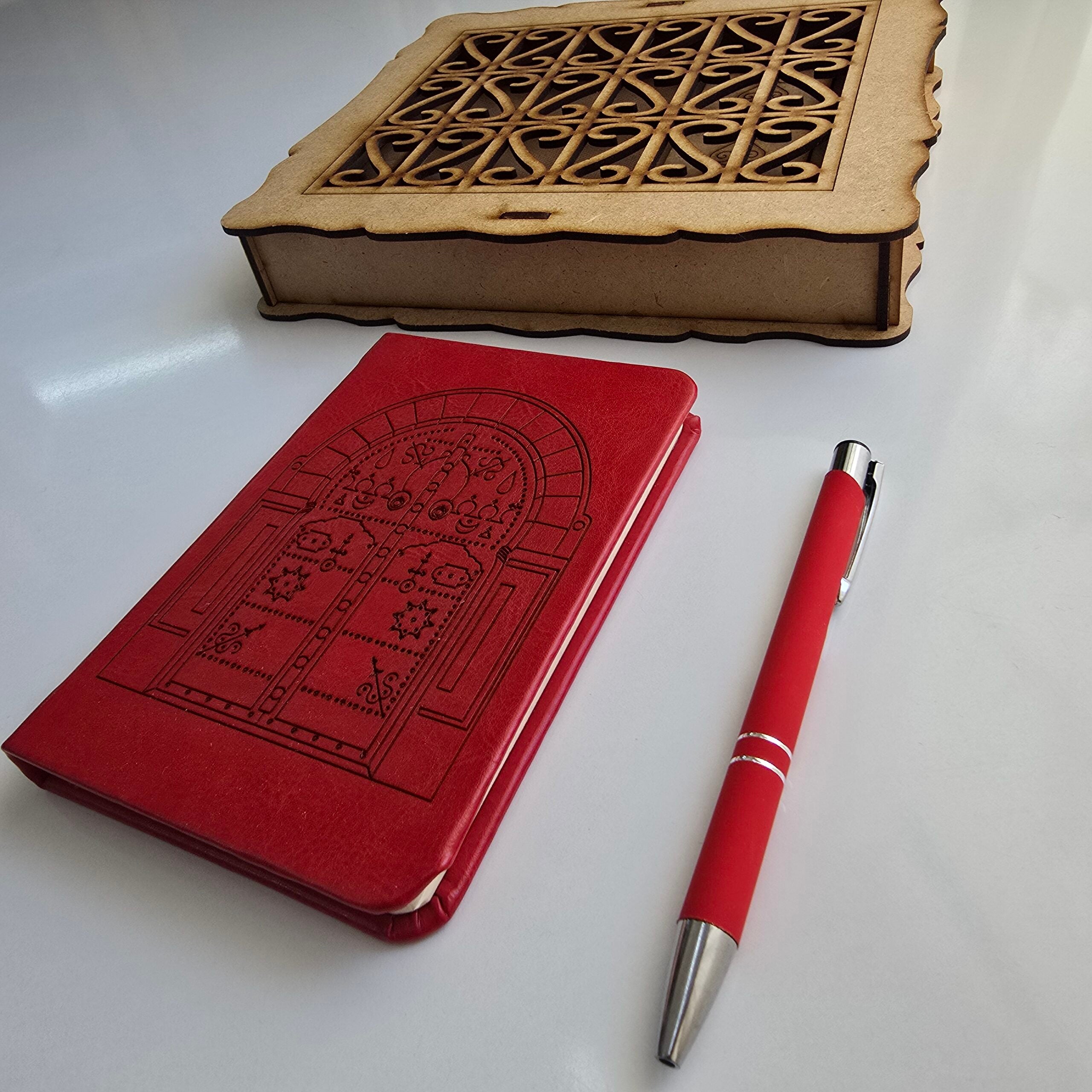 Coffret cadeau élégant en simili cuir rouge avec stylo assorti