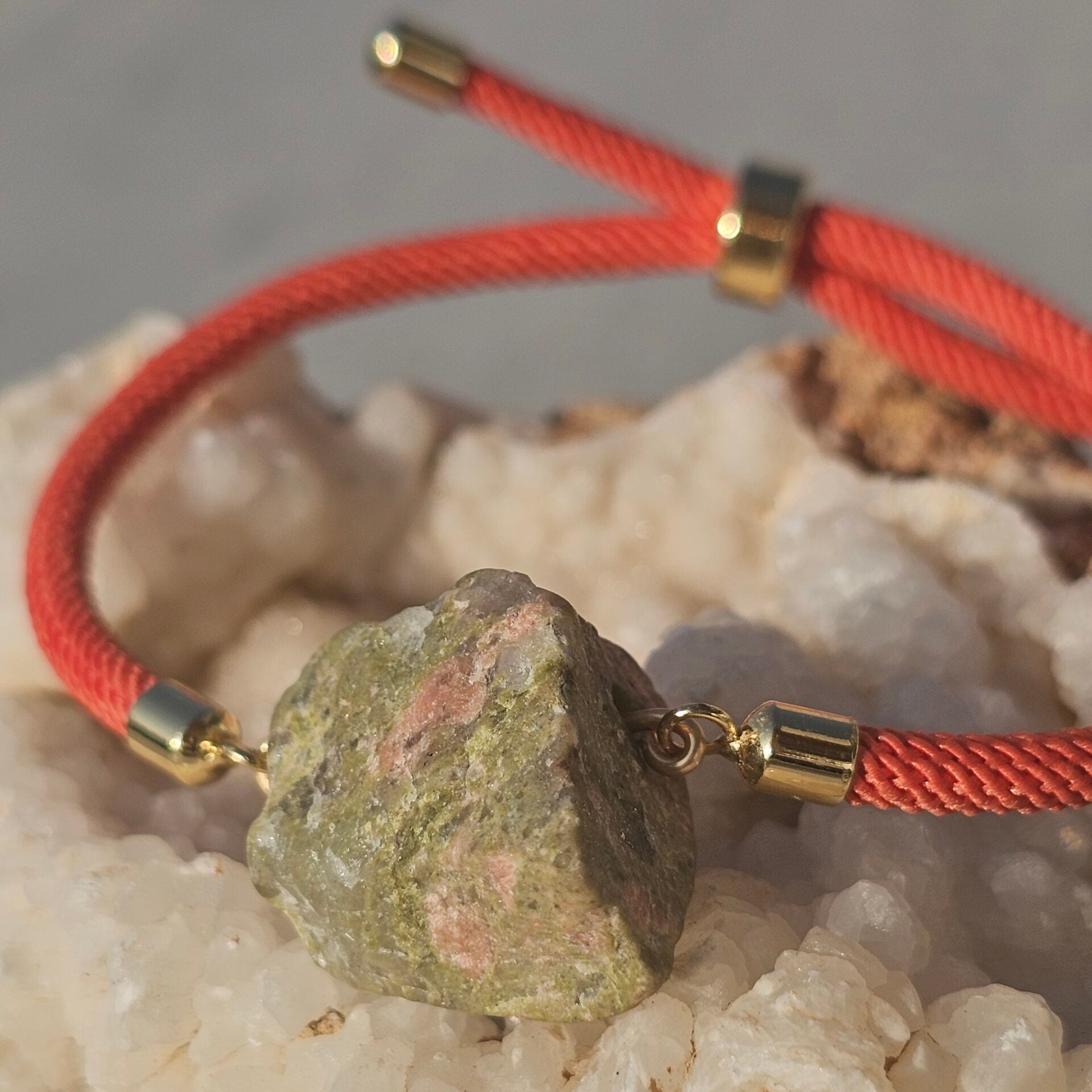Bracelet Cordon Orange avec Unakite Artisanale - Équilibre Émotionnel