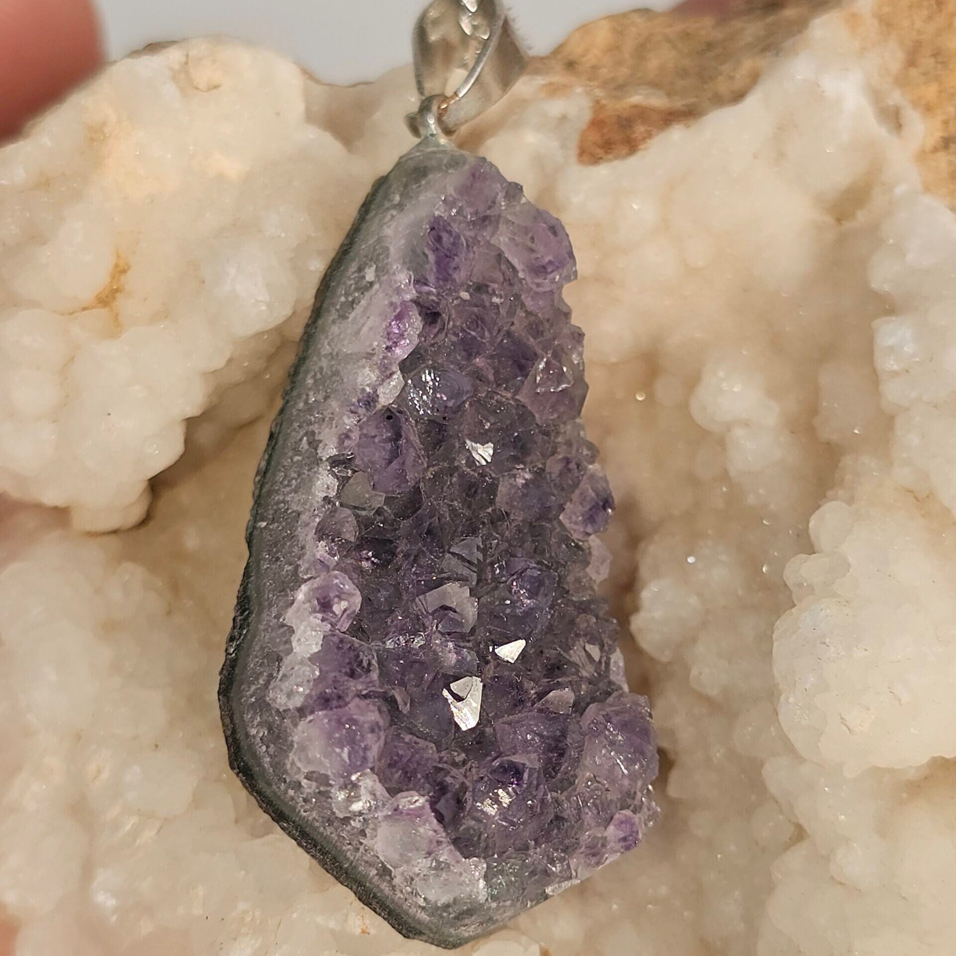 Collier en argent 925 avec pendentif Améthyste naturelle sous forme de goutte d'eau