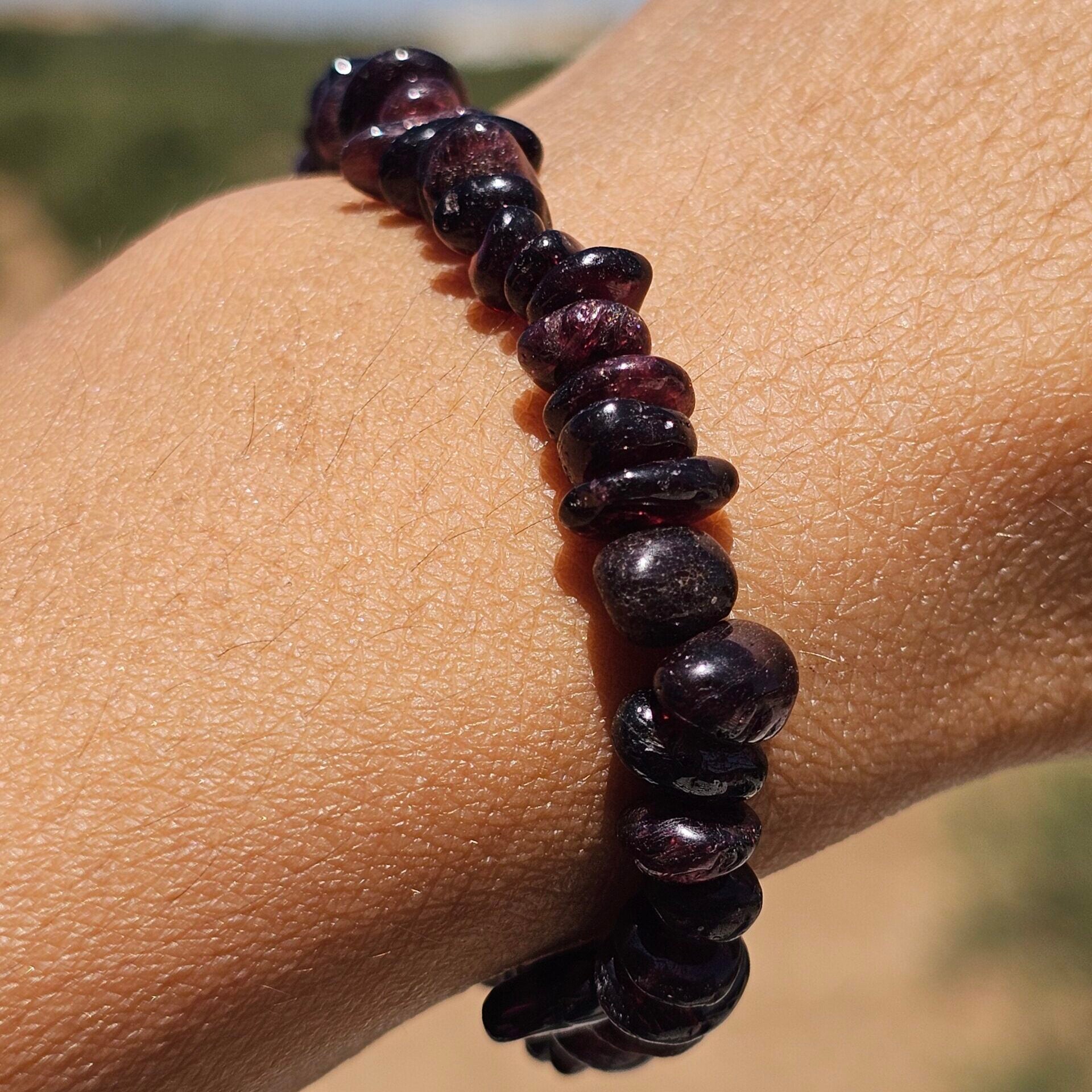 Red Garnet Elastic Bracelet Duo - Energy and Elegance (17-19 cm)