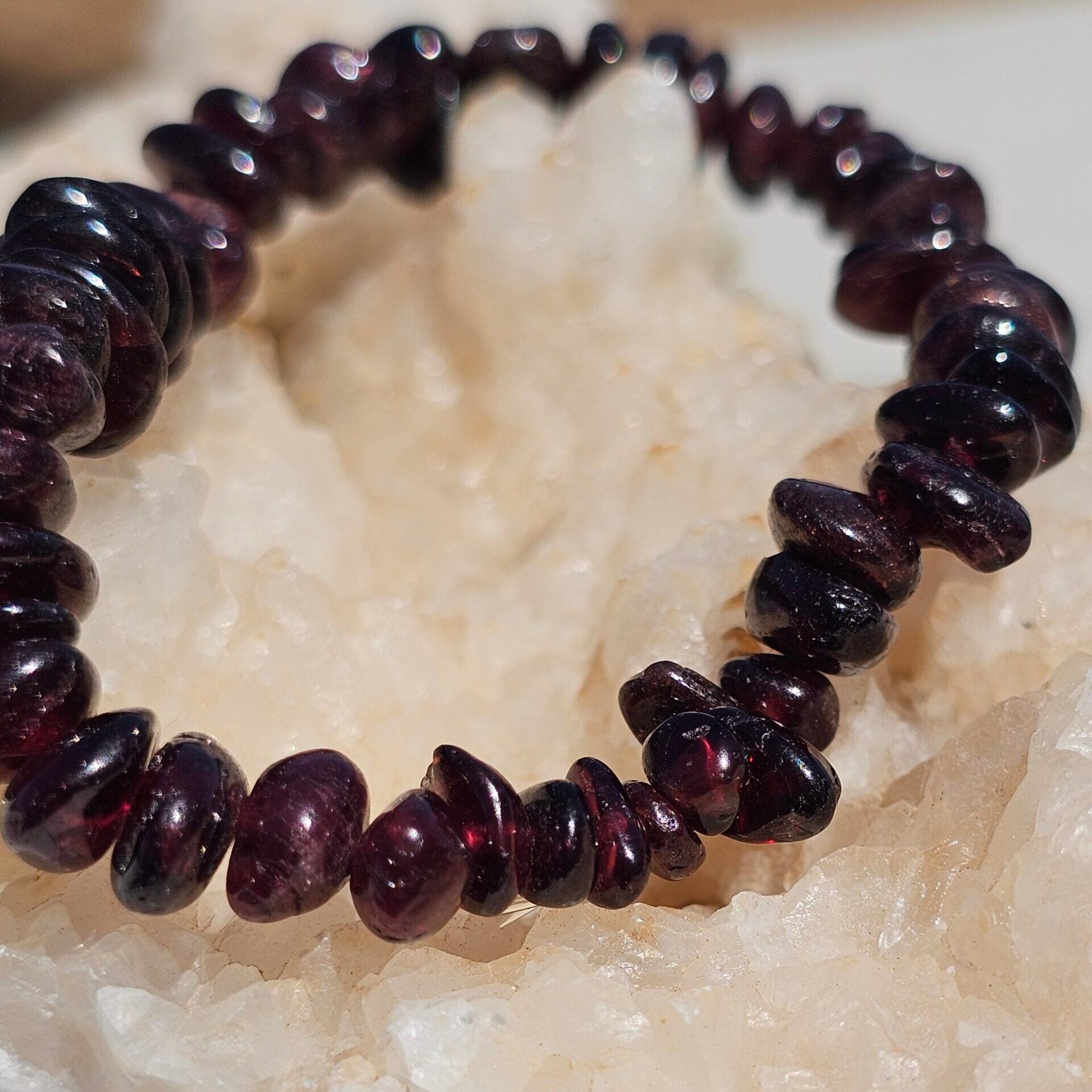 Red Garnet Elastic Bracelet Duo - Energy and Elegance (17-19 cm)