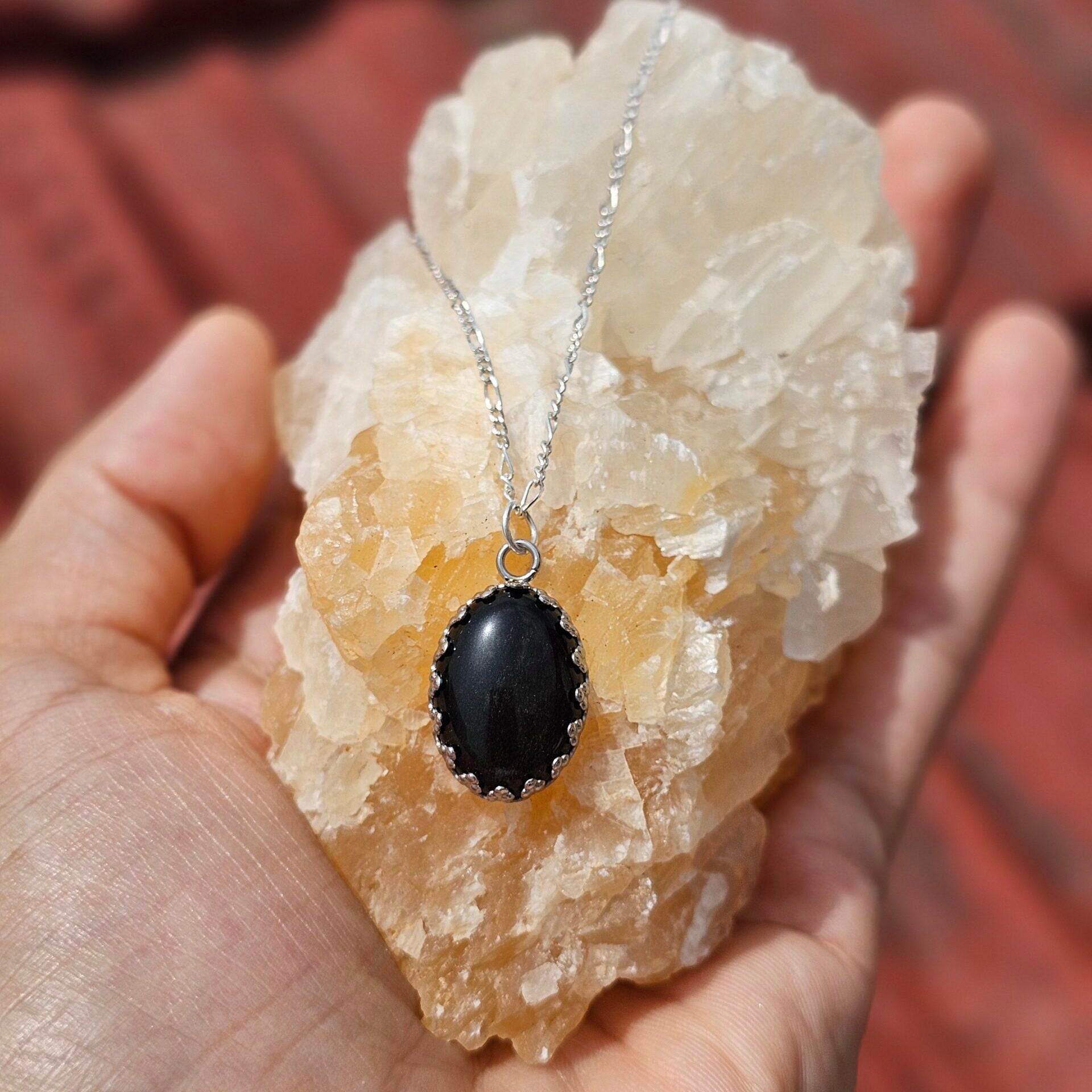 Collier en Argent 925 Pendentif Obsidienne Dorée - Élégance Mystique