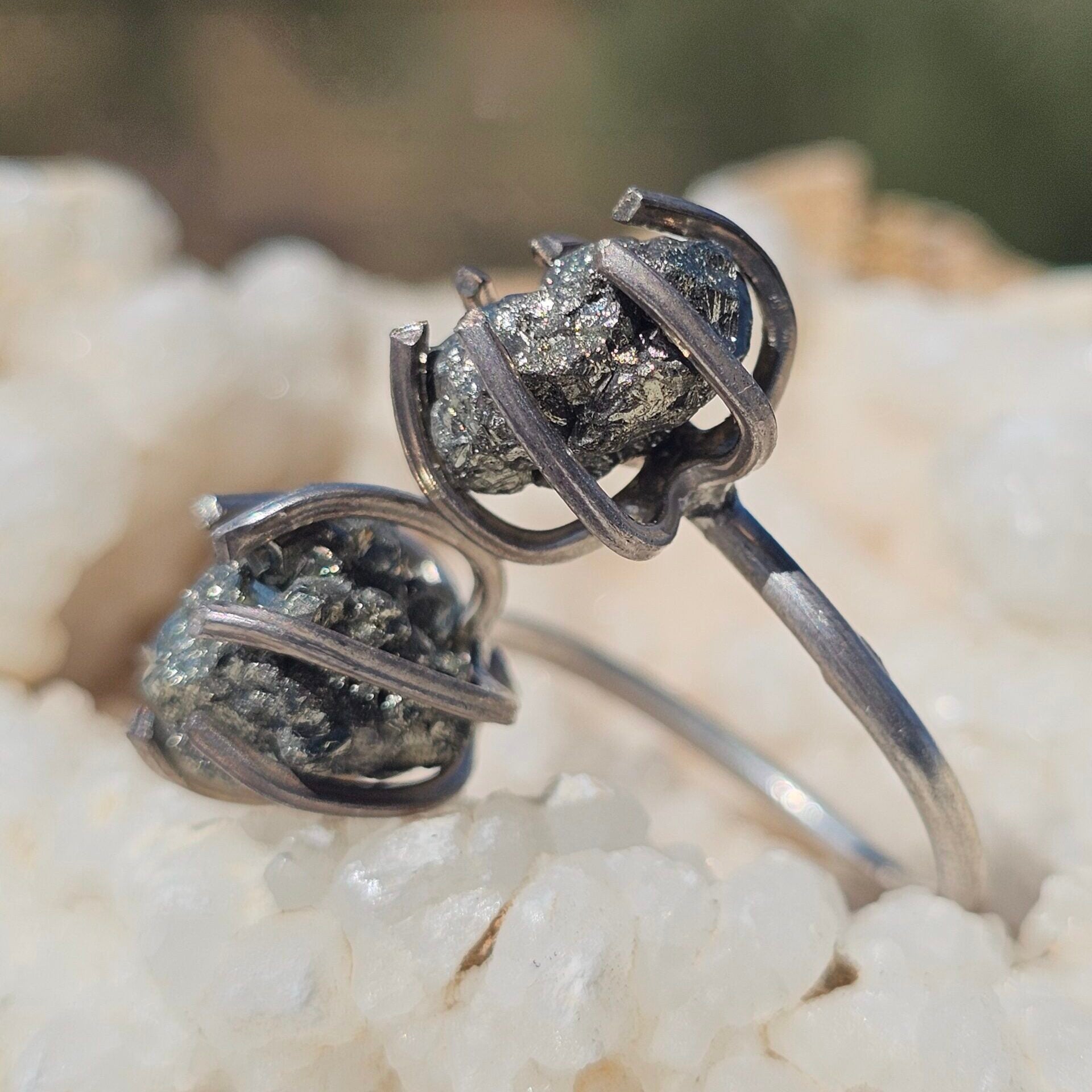 Bague Ajustable Argent 925 double Pyrites - Charme Mystique