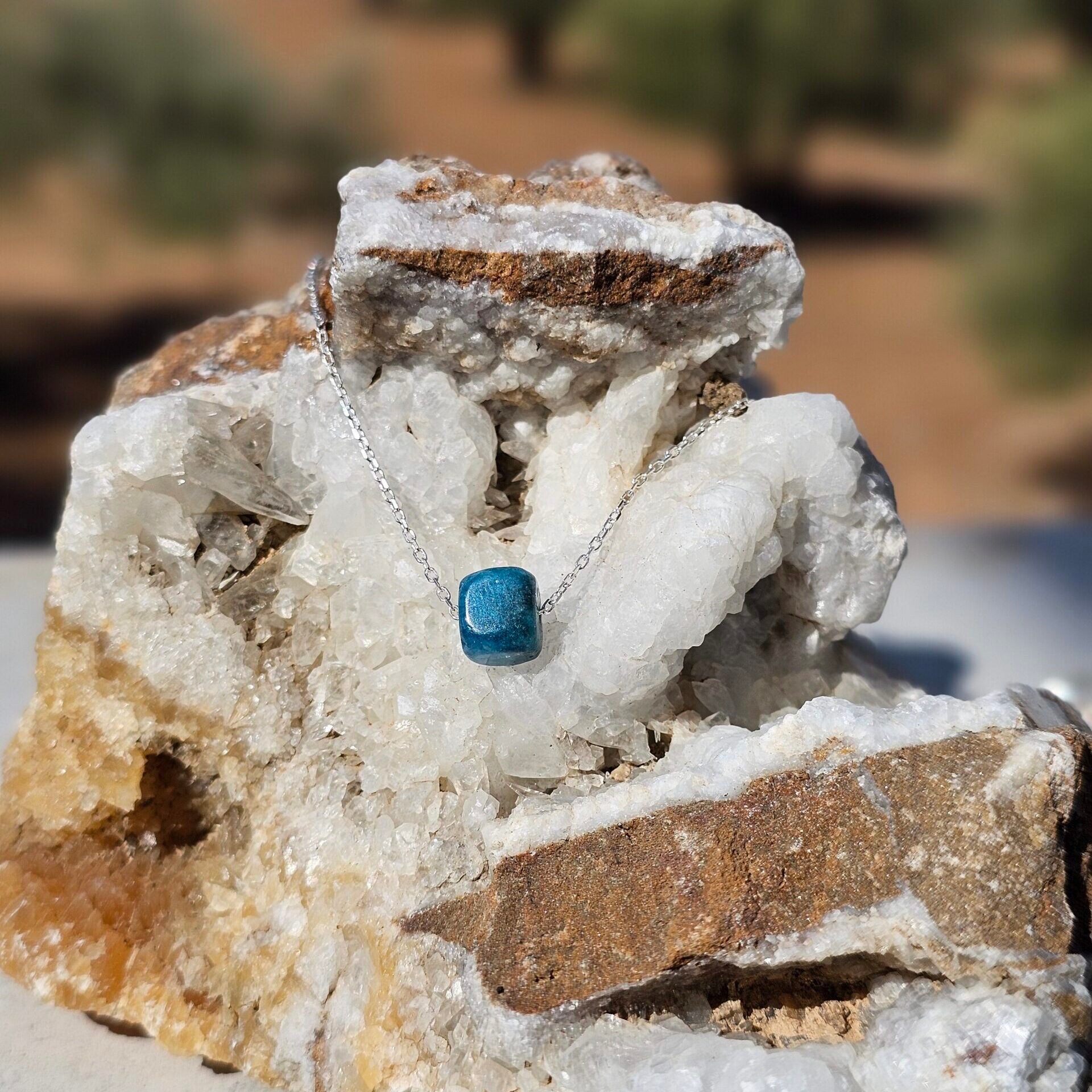 Collier en Argent 925 et Apatite Bleue - Élégance Océanique