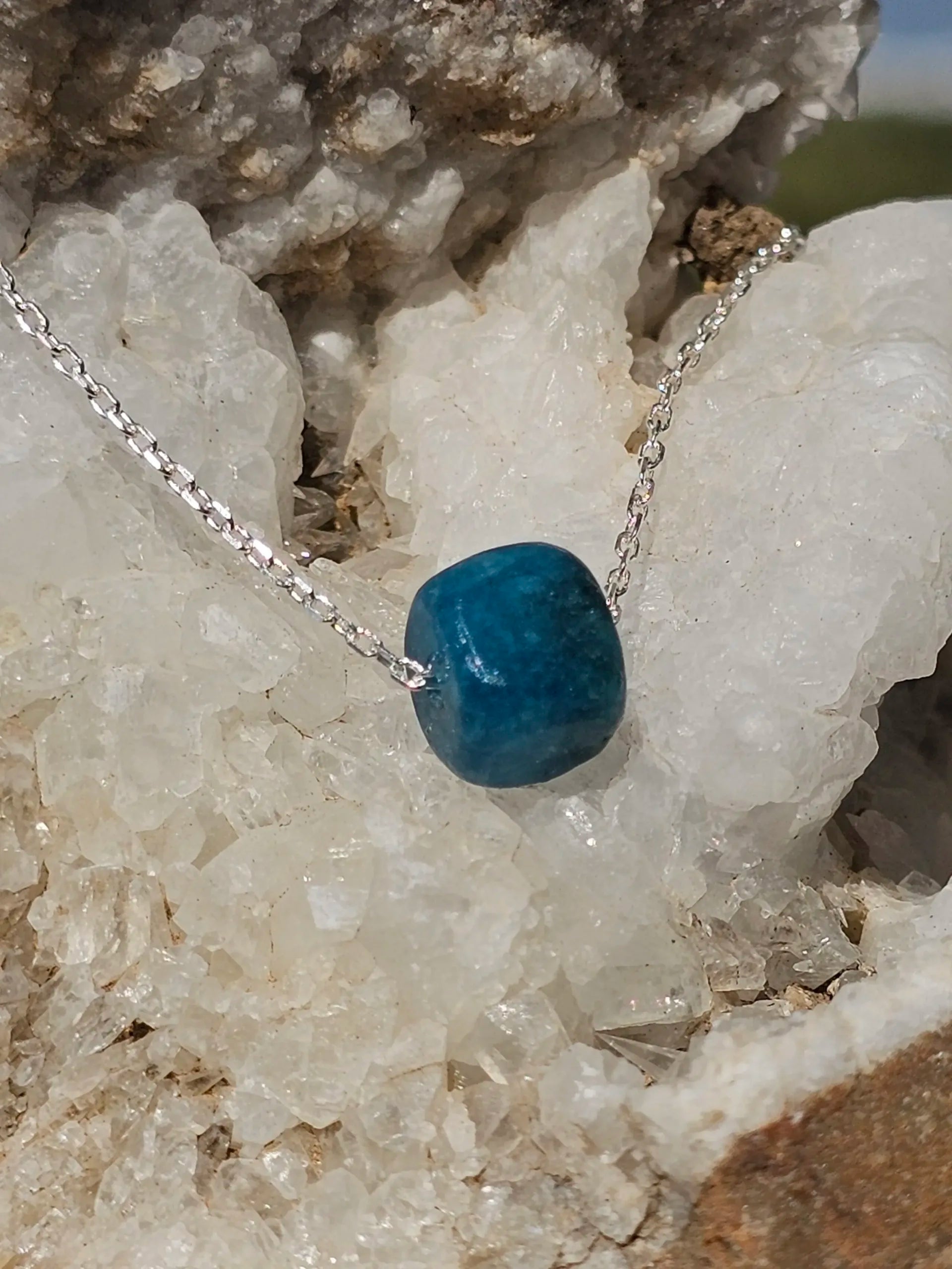 Collier en Argent 925 et Apatite Bleue - Élégance Océanique