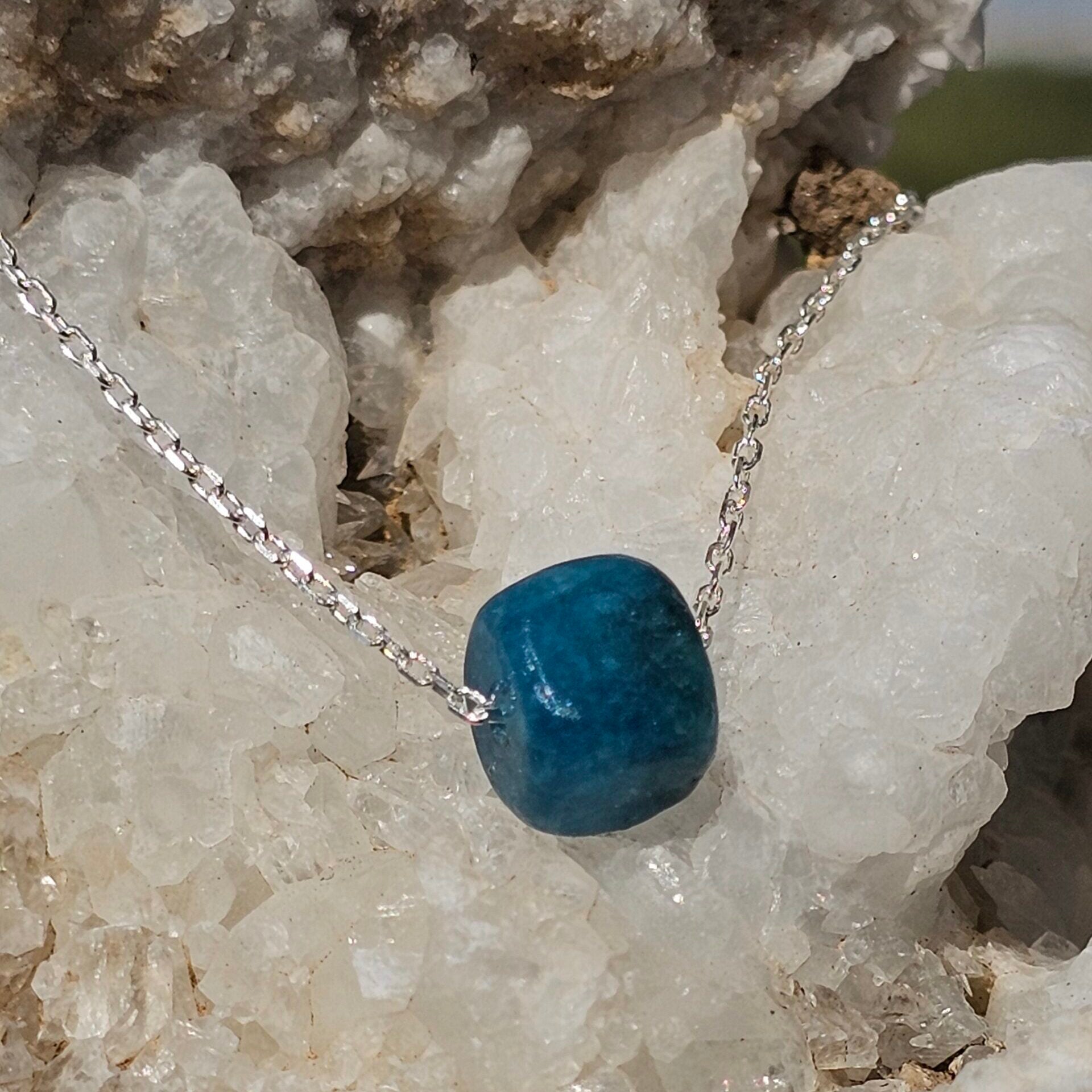 Collier en Argent 925 et Apatite Bleue - Élégance Océanique