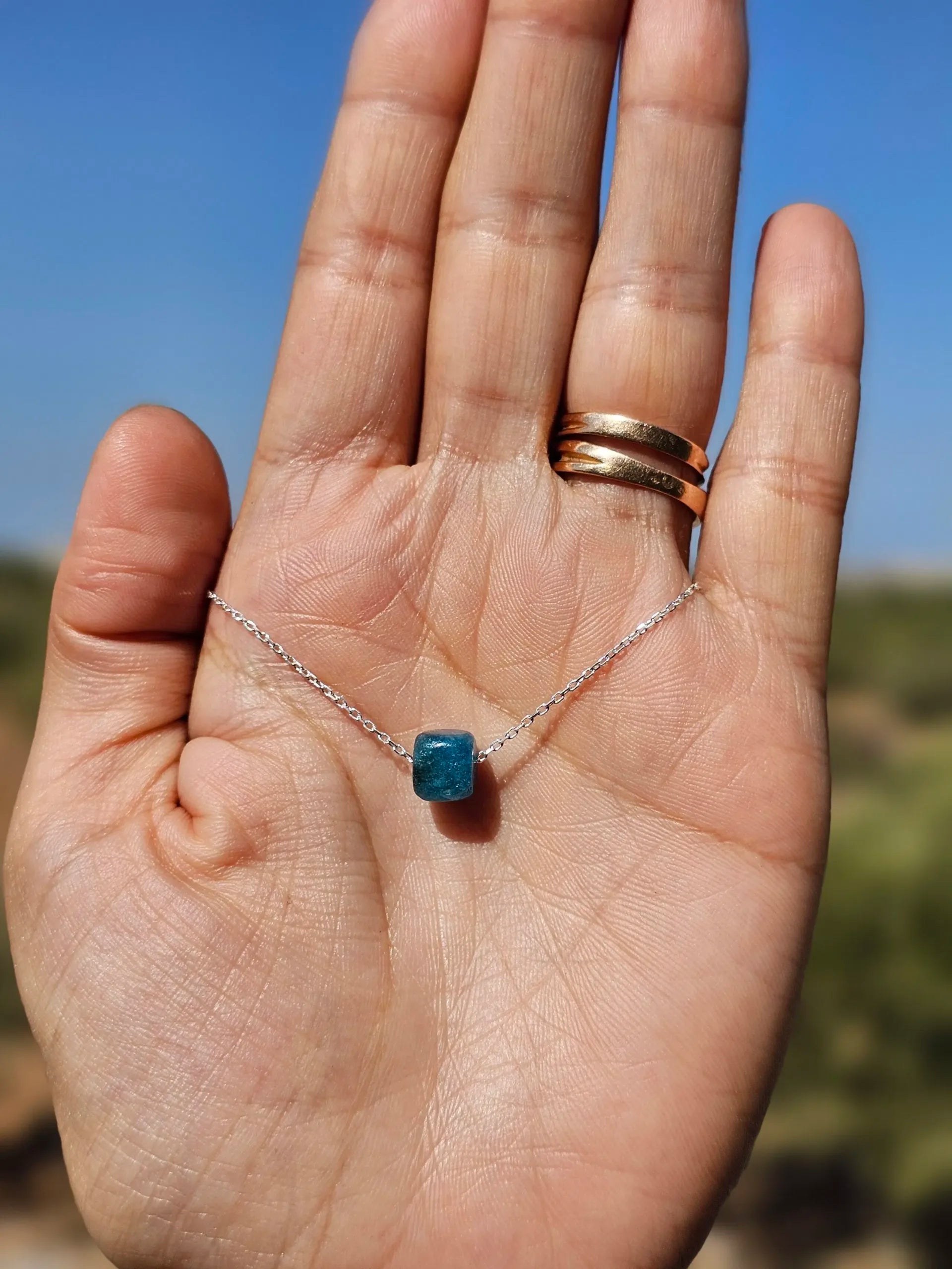 Collier en Argent 925 et Apatite Bleue - Élégance Océanique