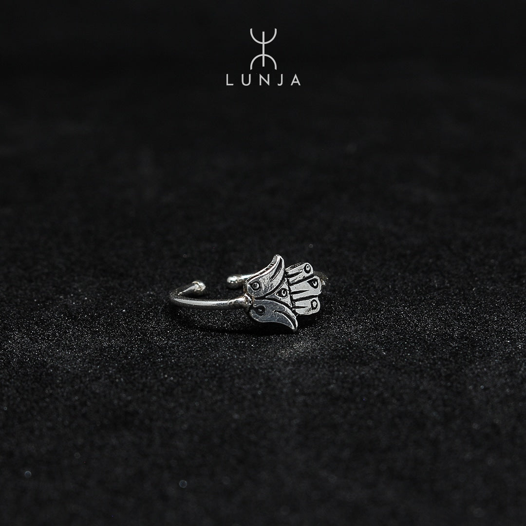 Bague berbère Khomsa en argent ciselé ajustable