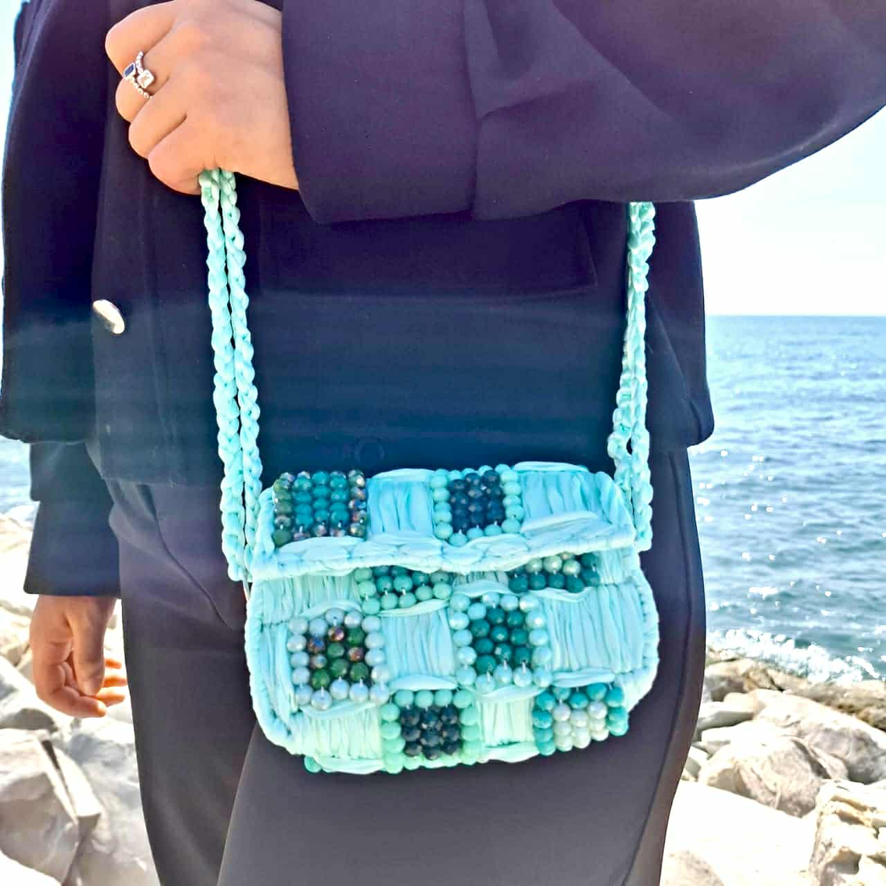 Sac de Soirée Vert Pastel – Fait Main & Recyclé