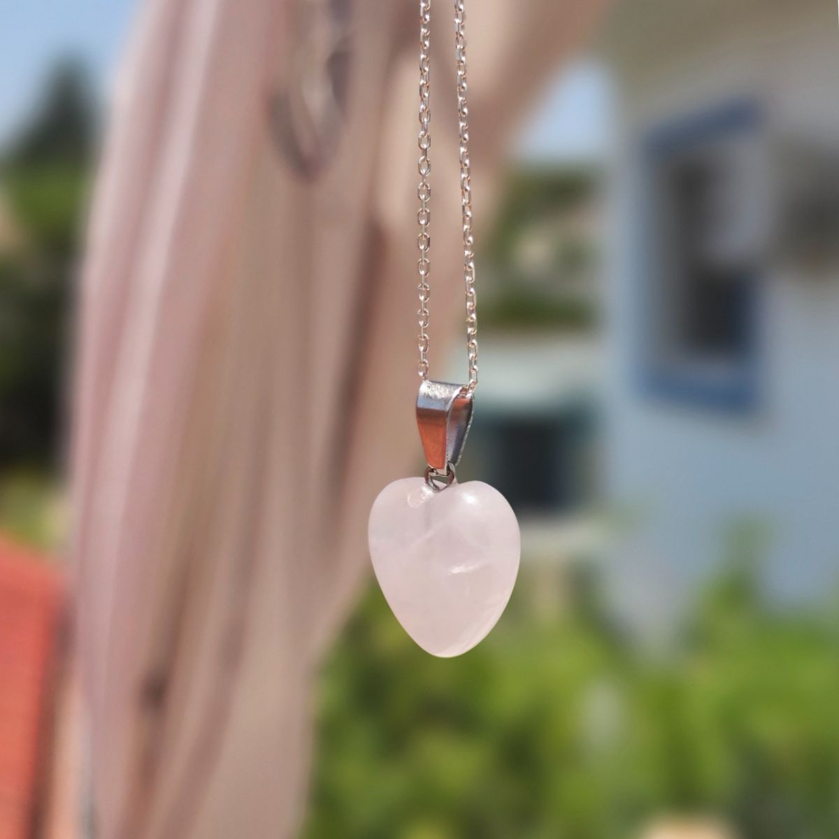 collier rose quartz cœur en argent 925 pour une élégance unique