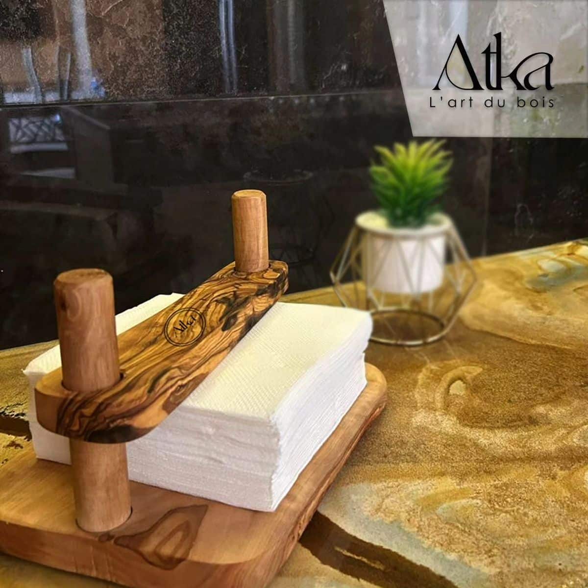 Porte-Papier en Bois d'Olivier – Artisanat Écologique