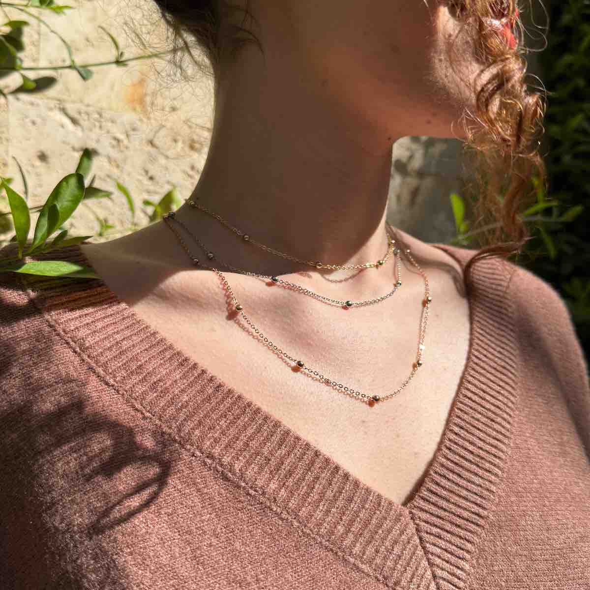 Collier élégant doré argent et rose gold