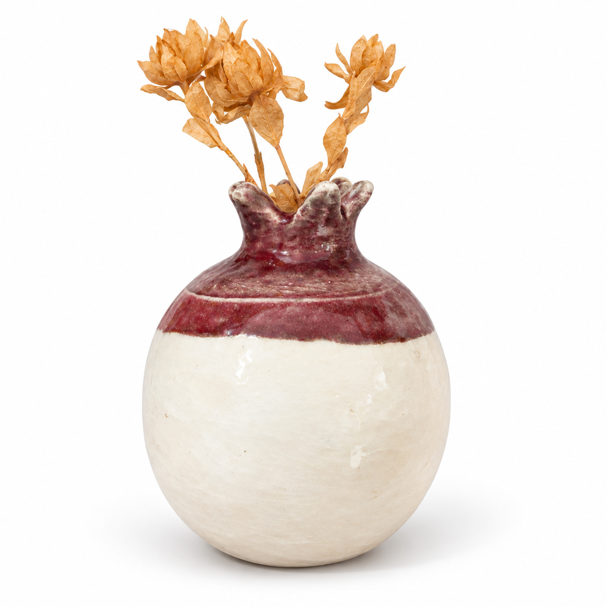 Vases céramique trio de grenades bicolore unique en Raku