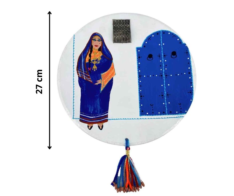 Pottery Plate Painting: Traditional Clothing and Festivities in Tunisian Colors