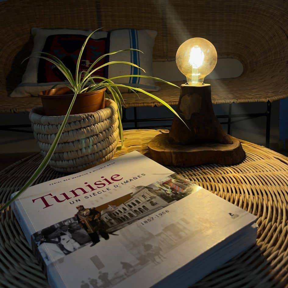 Lampe de Table en Bois d'Olivier Naturel – Forme Arbre Artisanale