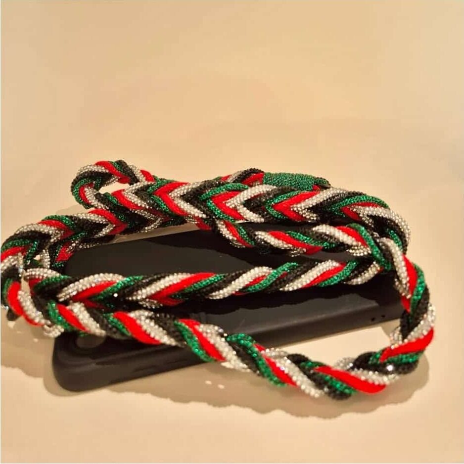 Palestine in my Heart Phone Chain - Hand Braided (Standard Size 1.20m)