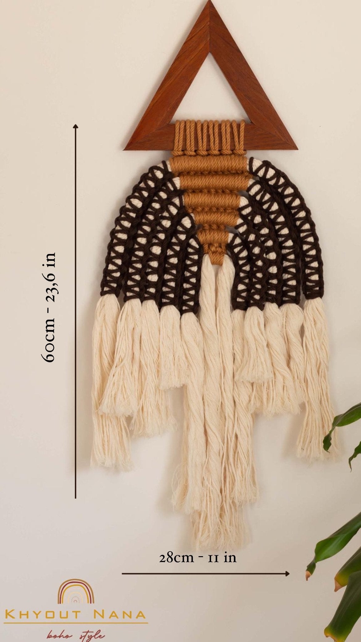 Macrame triangle wall hanging bohemian style 100% cotton