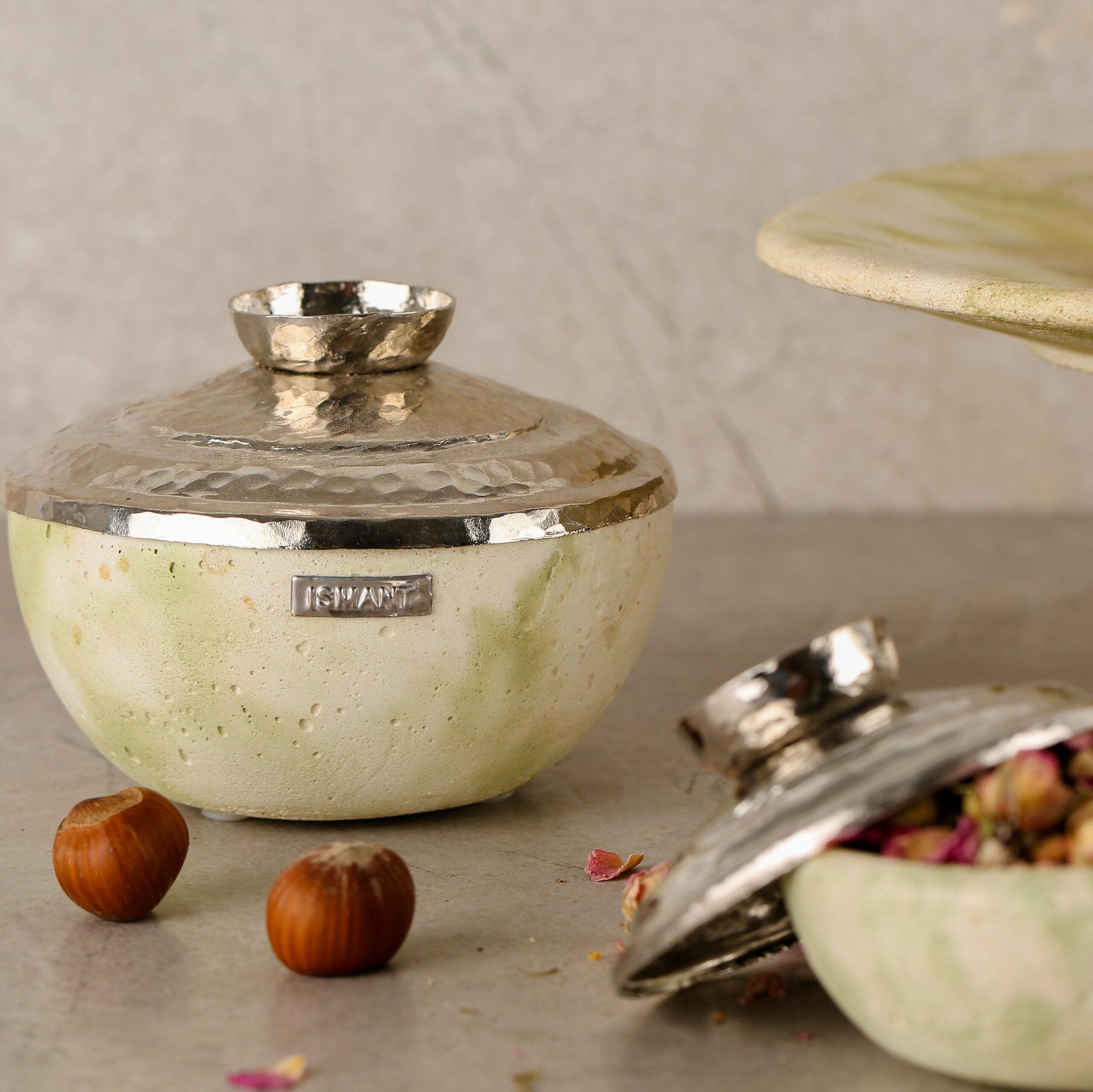 Trio pack of ceramic bowls with copper lids (XS, S, M)