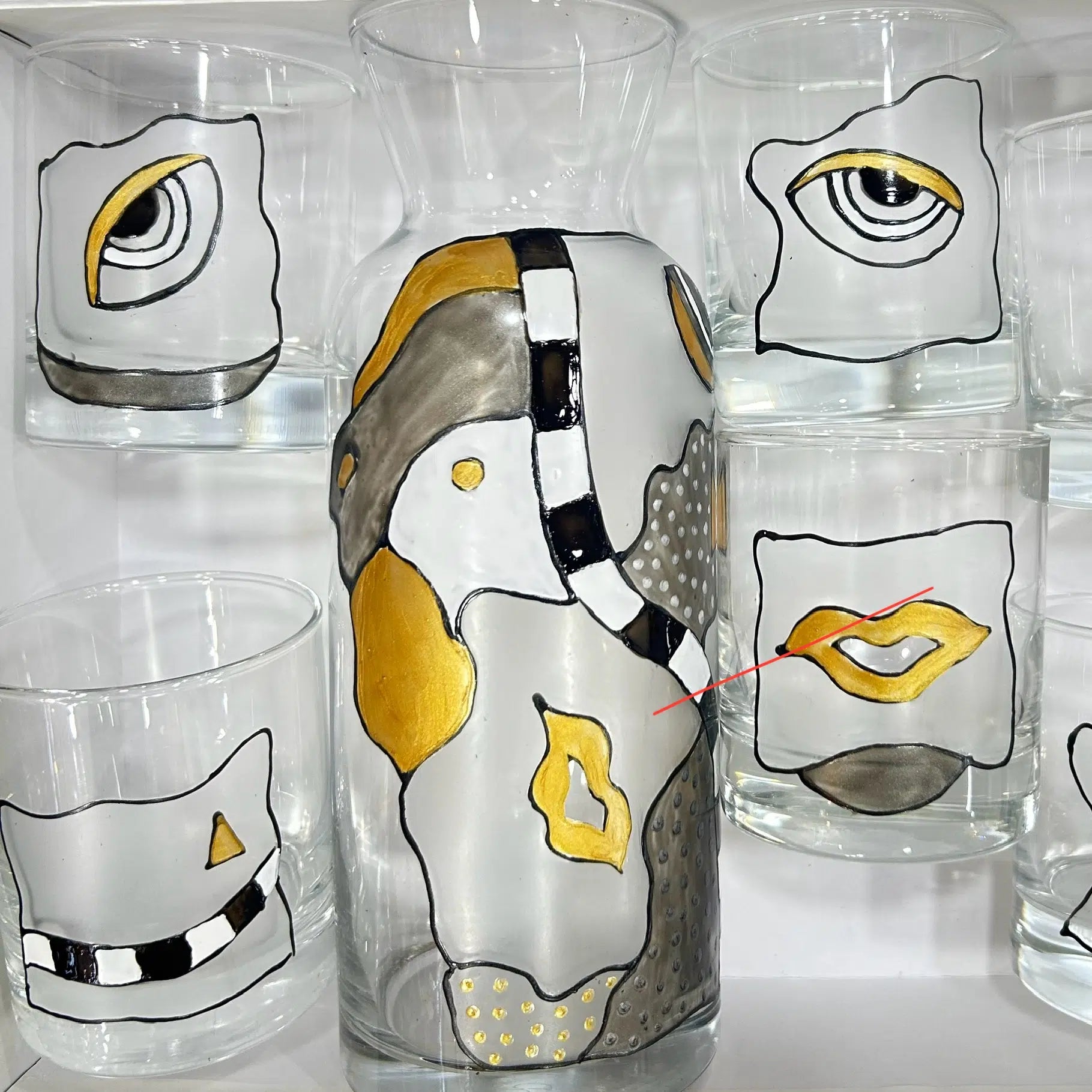 Set de 6 Verres et carafe colorés -