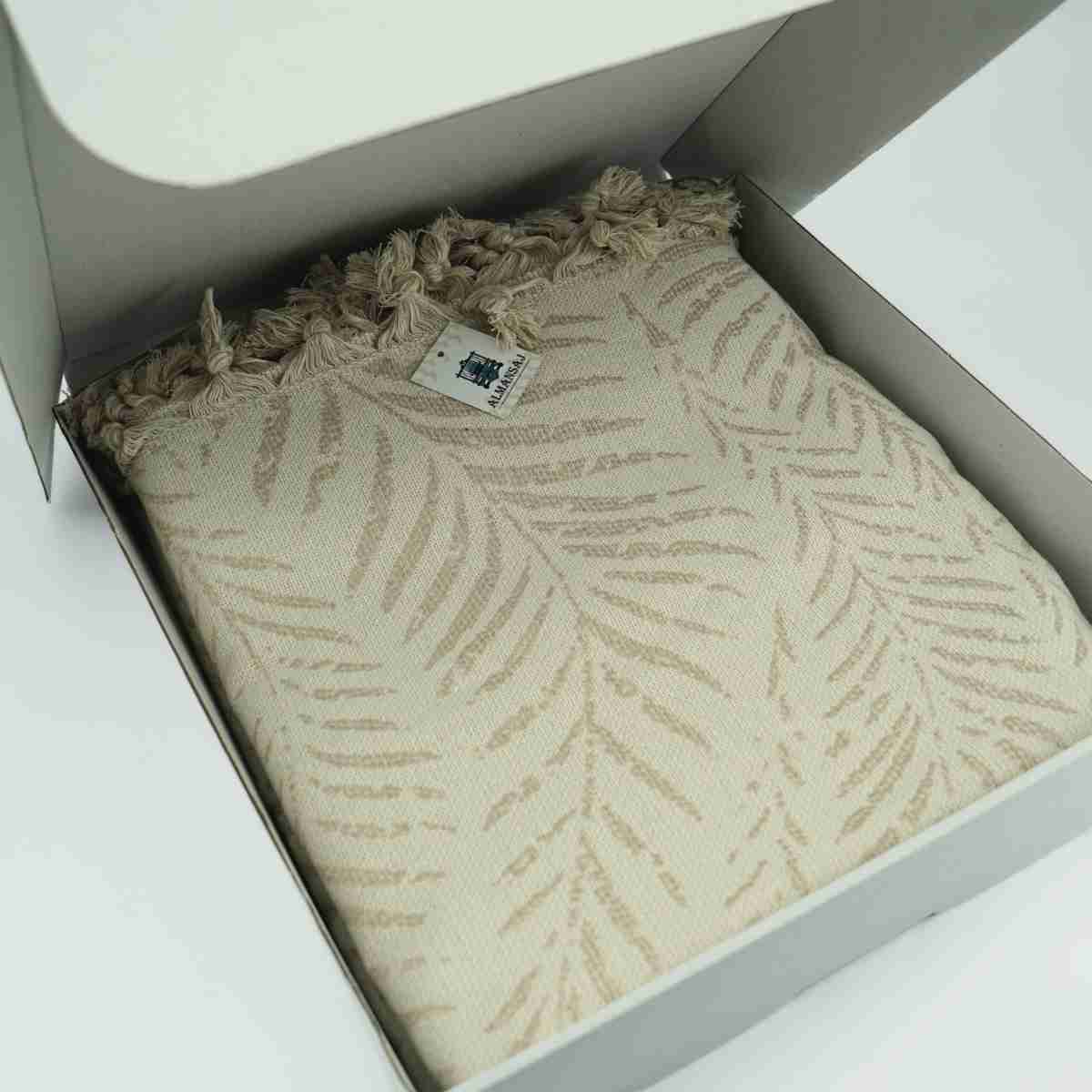 Jeté en coton recyclé motif feuille luxe (1.50 x 2 m)