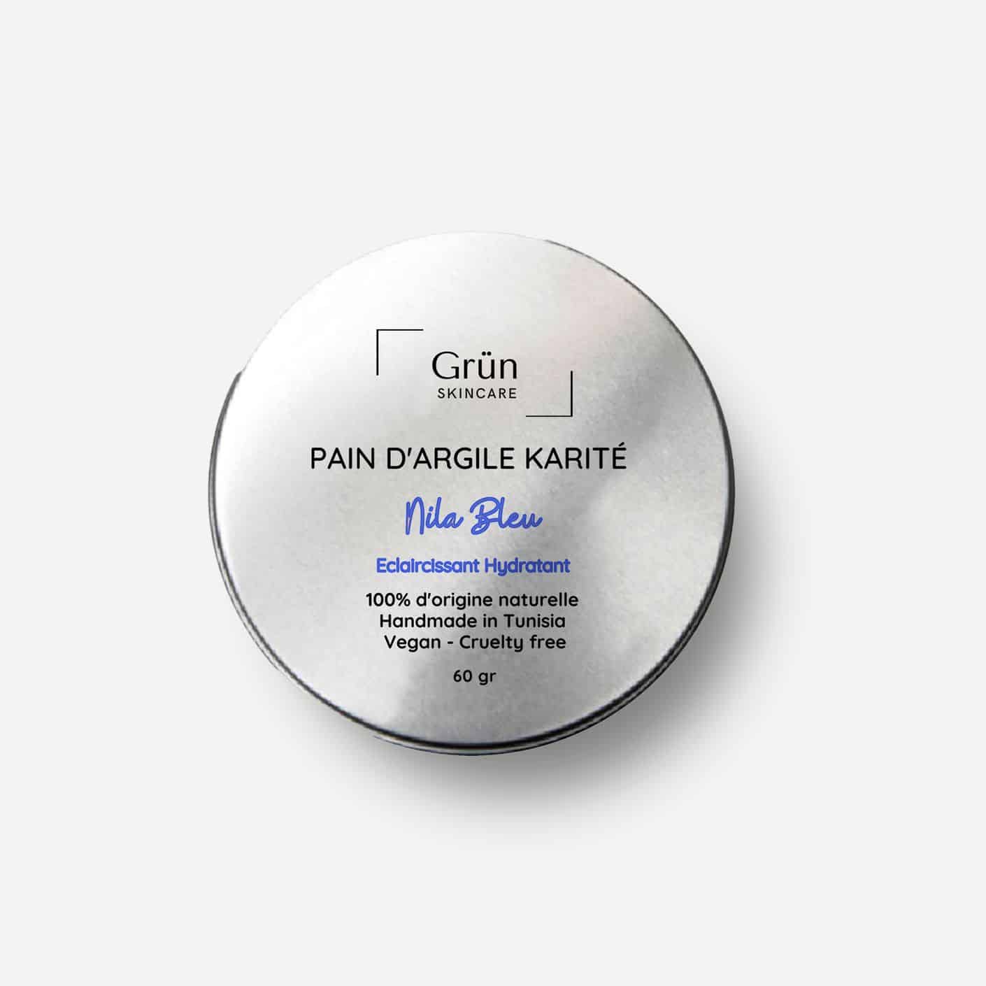 Pain d'argile Karité, Nila Bleu - Eclaircissant Hydratant- 60 gr