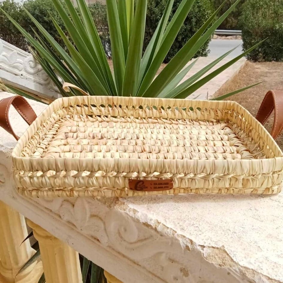 صينية جيب فارغة من الألياف الطبيعية - مصنوعة يدويًا