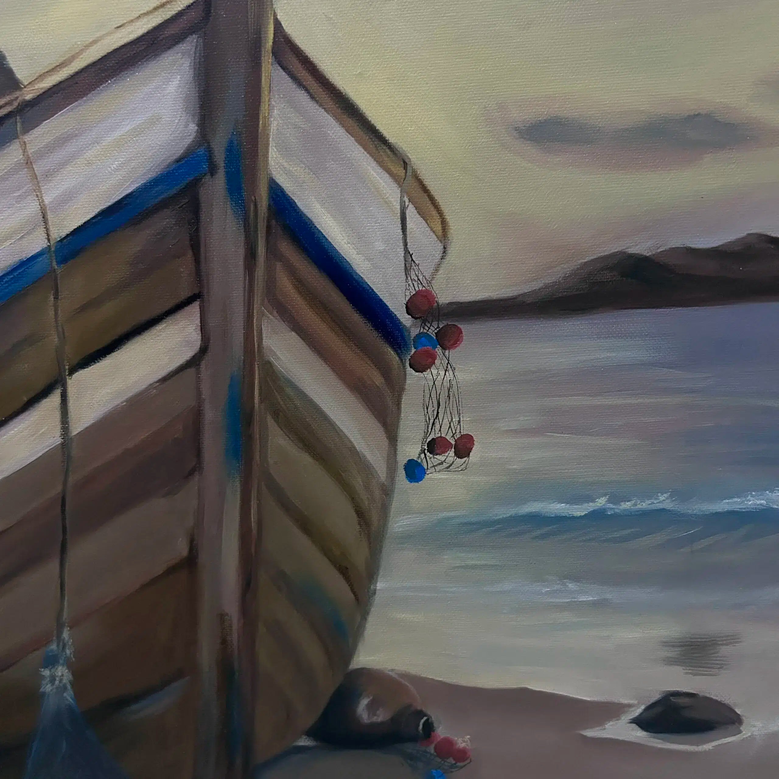 Tableau Décoratif en Toile de Coton - Épave au Crépuscule Mélancolique