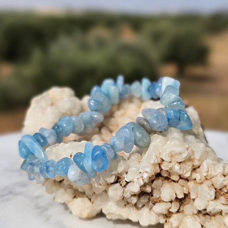 bracelet aigue marine élastique baroque pour un style unique