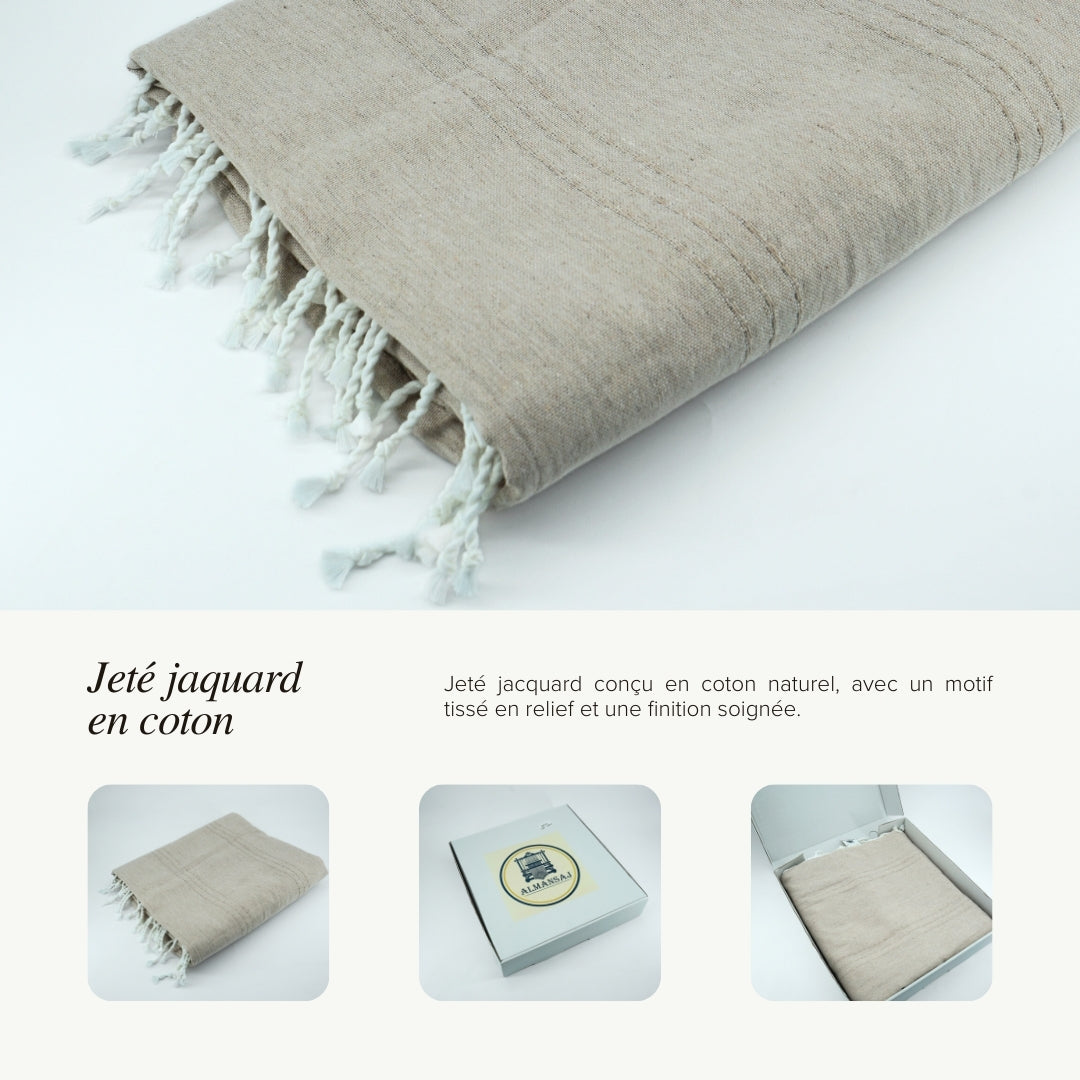 Jeté jacquard de salon en coton recyclé