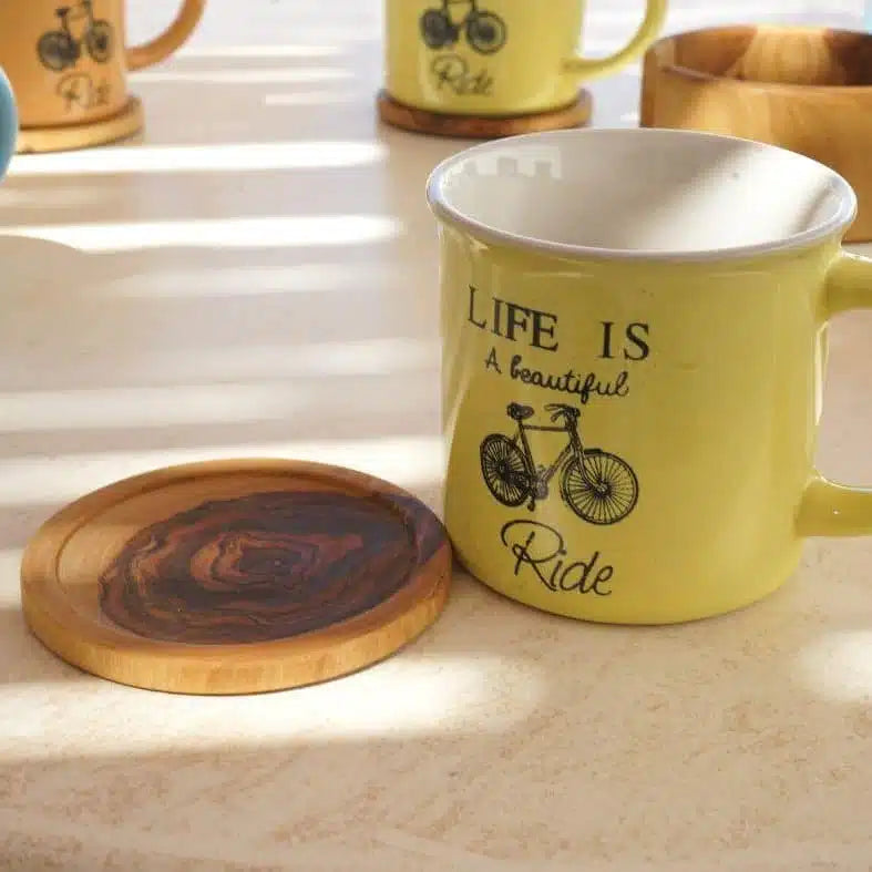 Sous Tasse Et Support Rond En Bois d'Oliviers