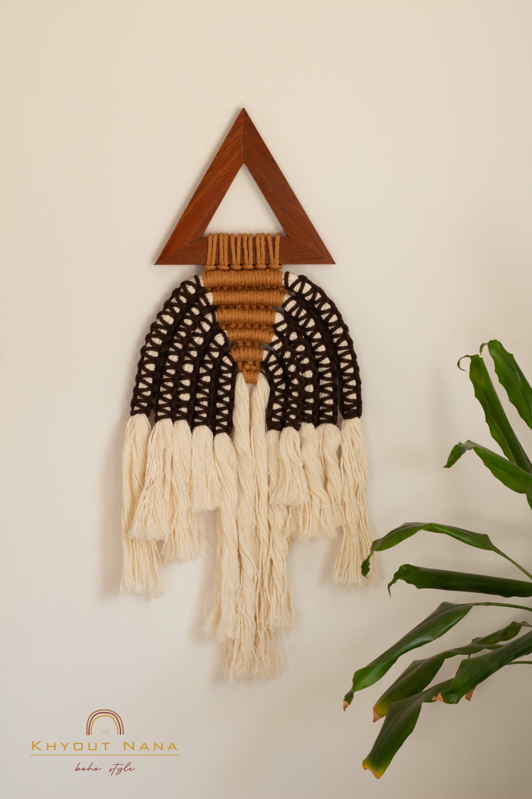 Macrame triangle wall hanging bohemian style 100% cotton