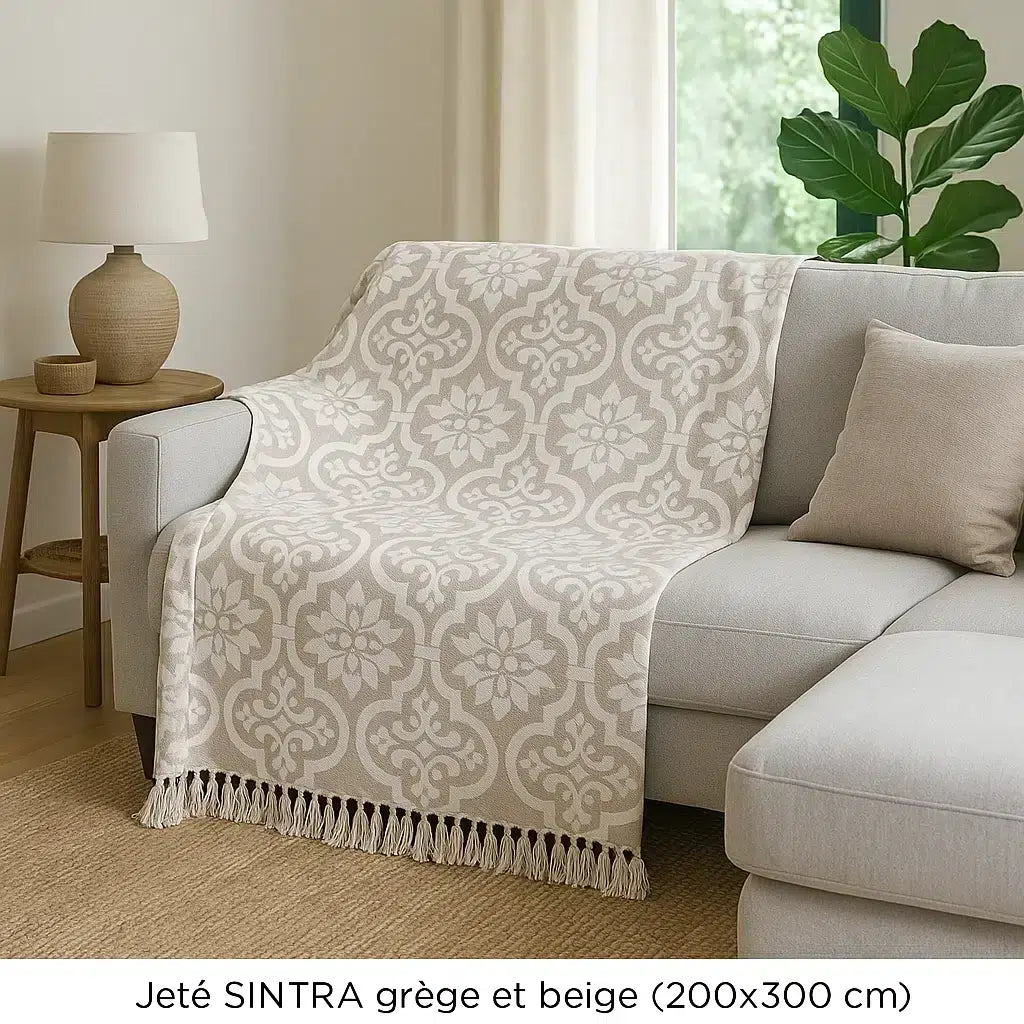 Jeté Sintra Grège Beige - Style et Confort Exceptionnels