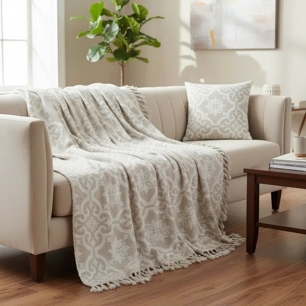 Jeté Sintra Grège Beige - Style et Confort Exceptionnels