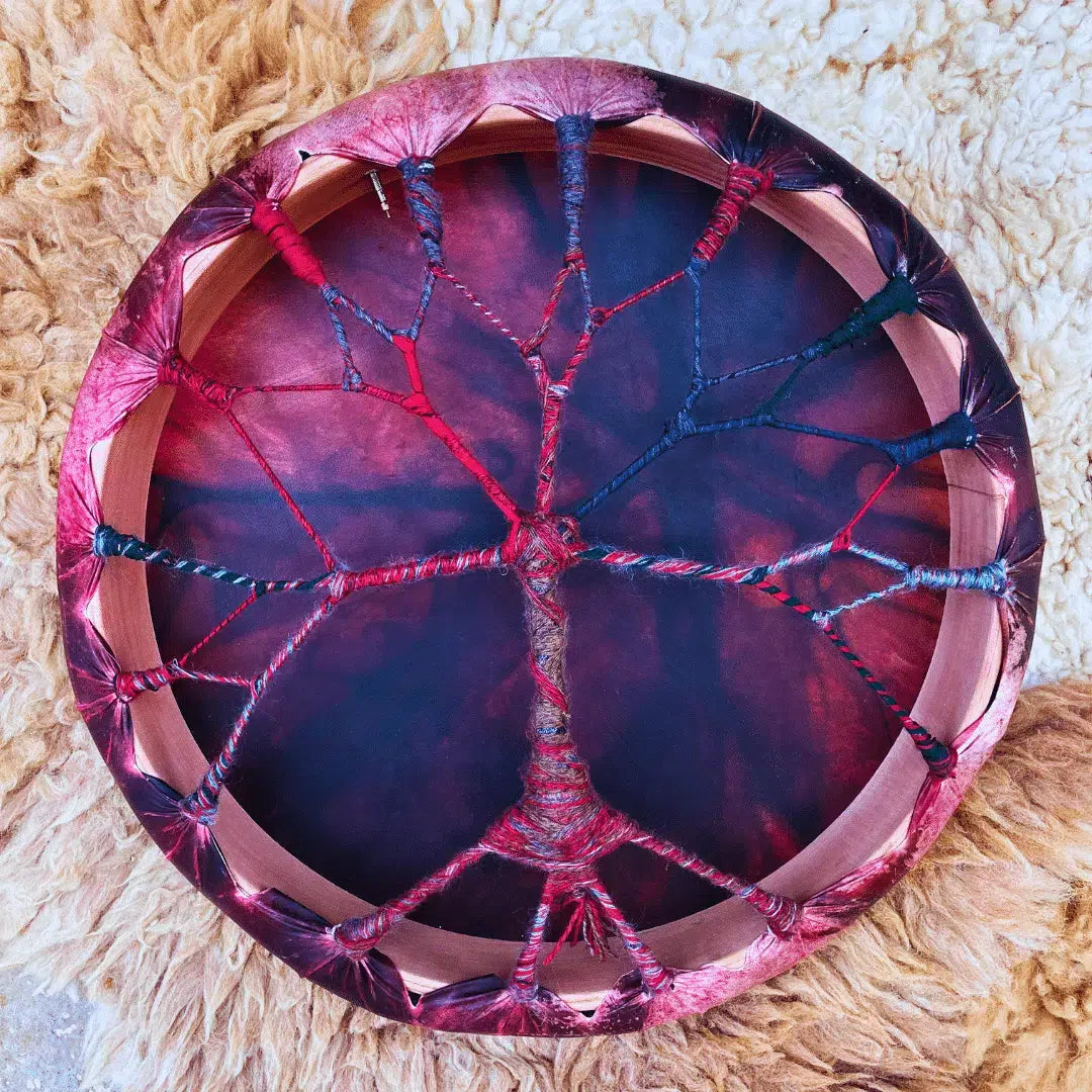 Tambour Chamanique Sibérien 47 cm : Arbre de Vie et Symboles Spirituels - Fabrication Artisanale et Accordable